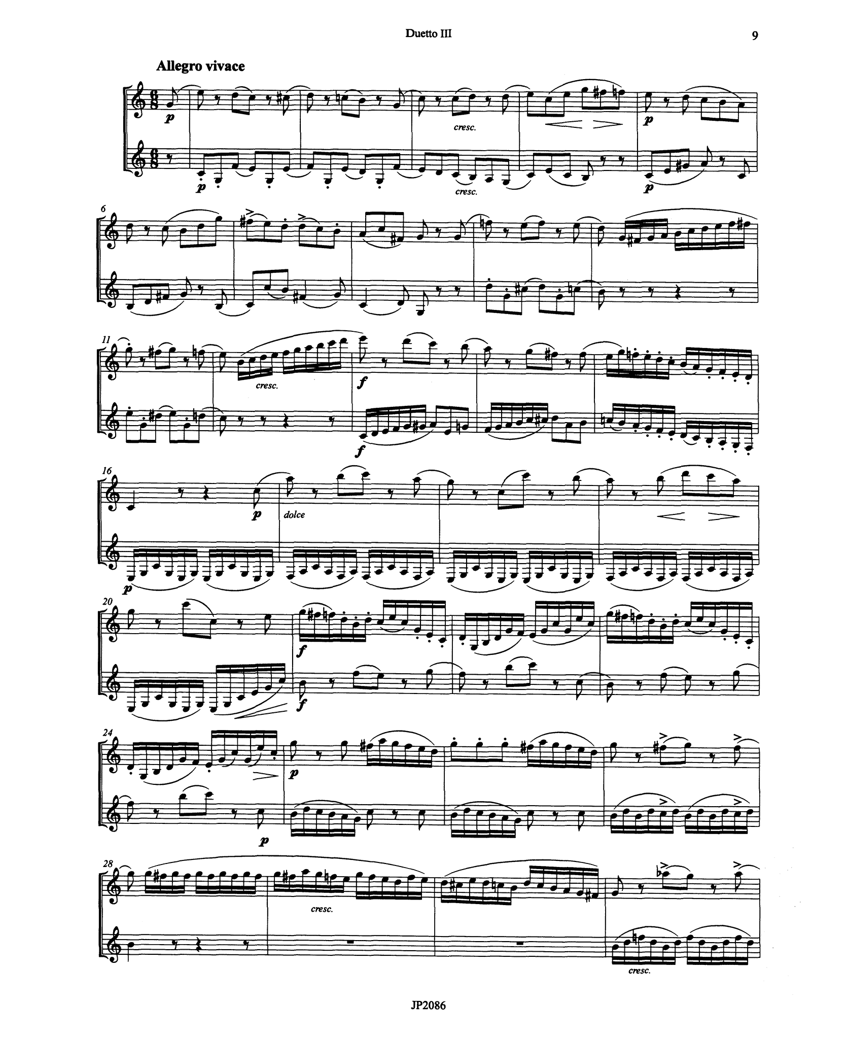 Crusell Clarinet Duet No. 3 in C Major score - movement 3