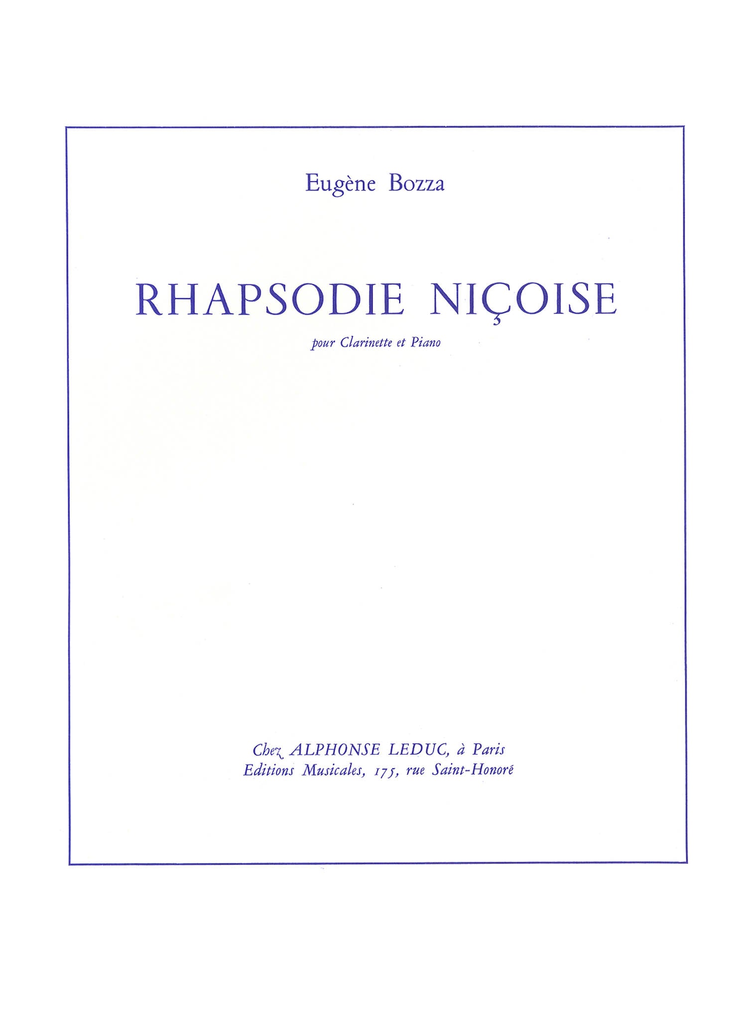 Bozza Rhapsodie Nicoise clarinet and piano cover