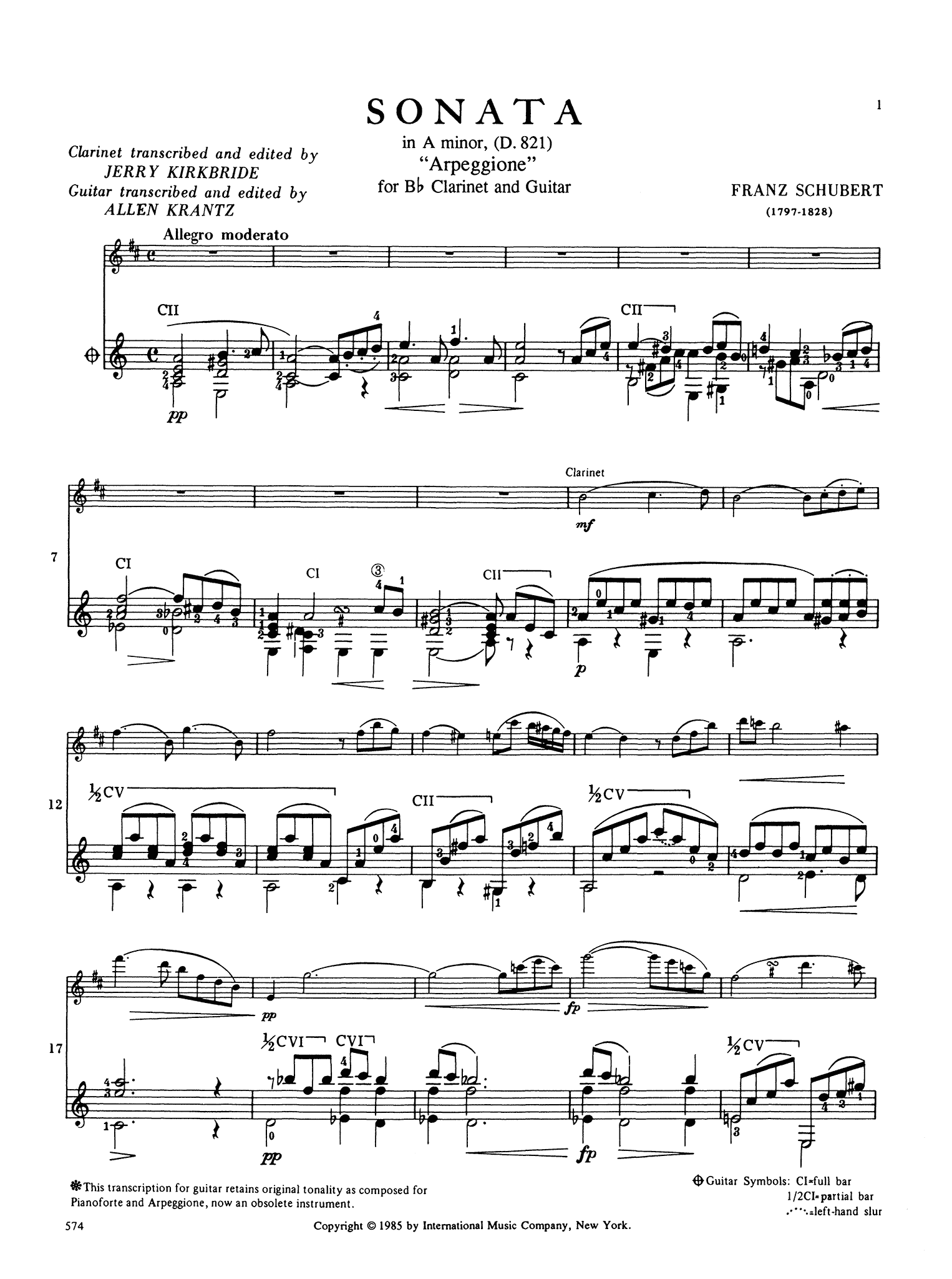 Schubert Arpeggione Sonata B-flat Clarinet & Guitar - Movement 1