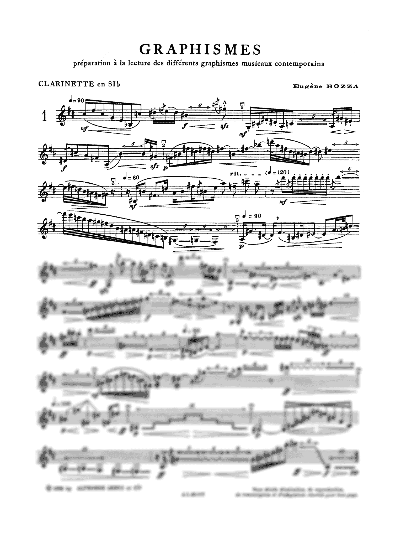 Bozza Graphismes for unaccompanied clarinet No. 1