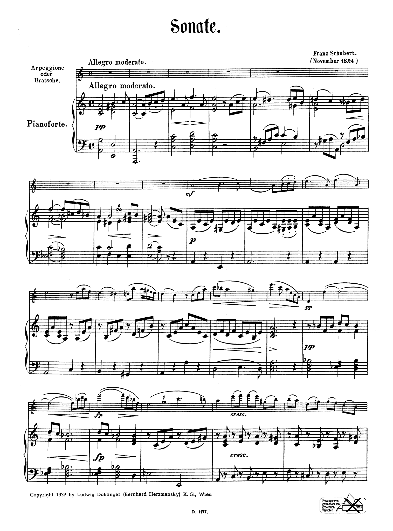 Schubert Sonata D. 821 ‘Arpeggione’ A clarinet - Movement 1