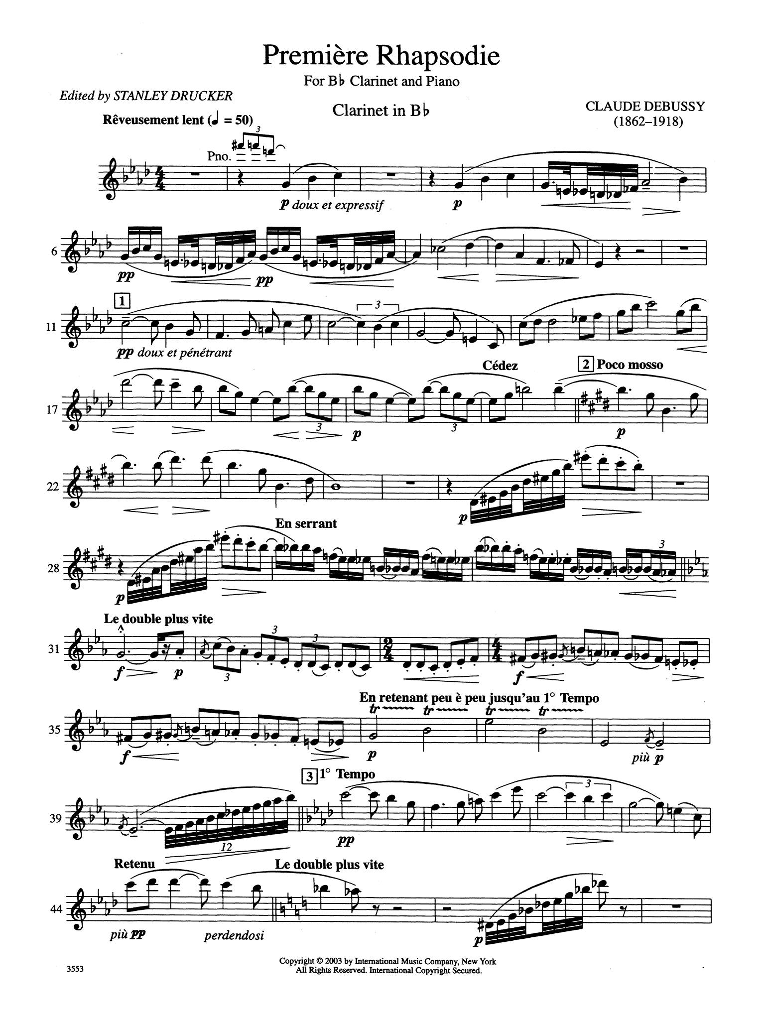 Première rhapsodie Clarinet part