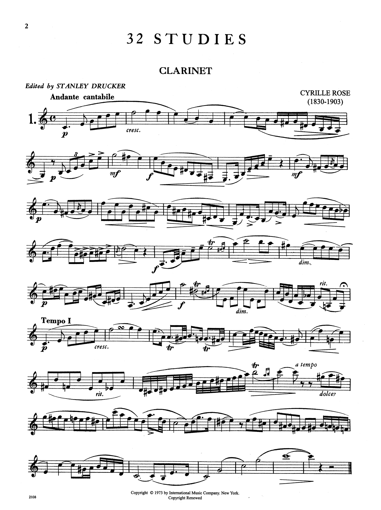 32 Études for Clarinet Page 2