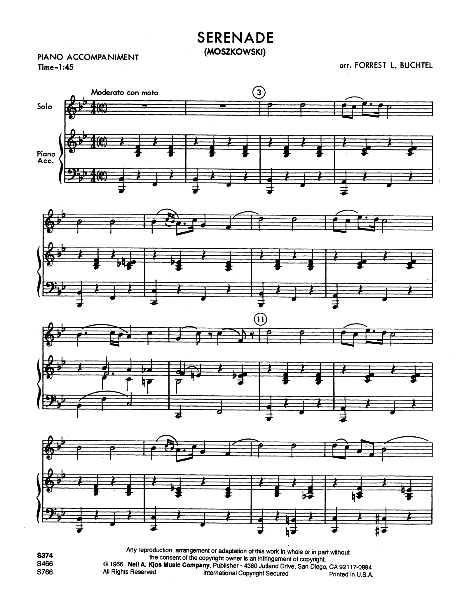 Serenade, from 6 Klavierstücke, Op. 15 No. 1 Score