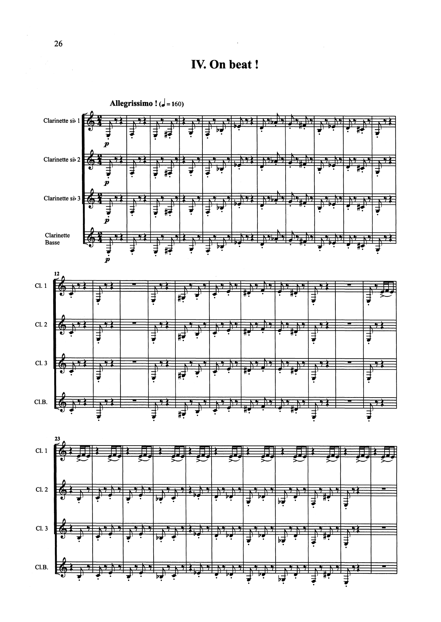 Cipriano Concerto for Clarinet Quartet - Movement 4