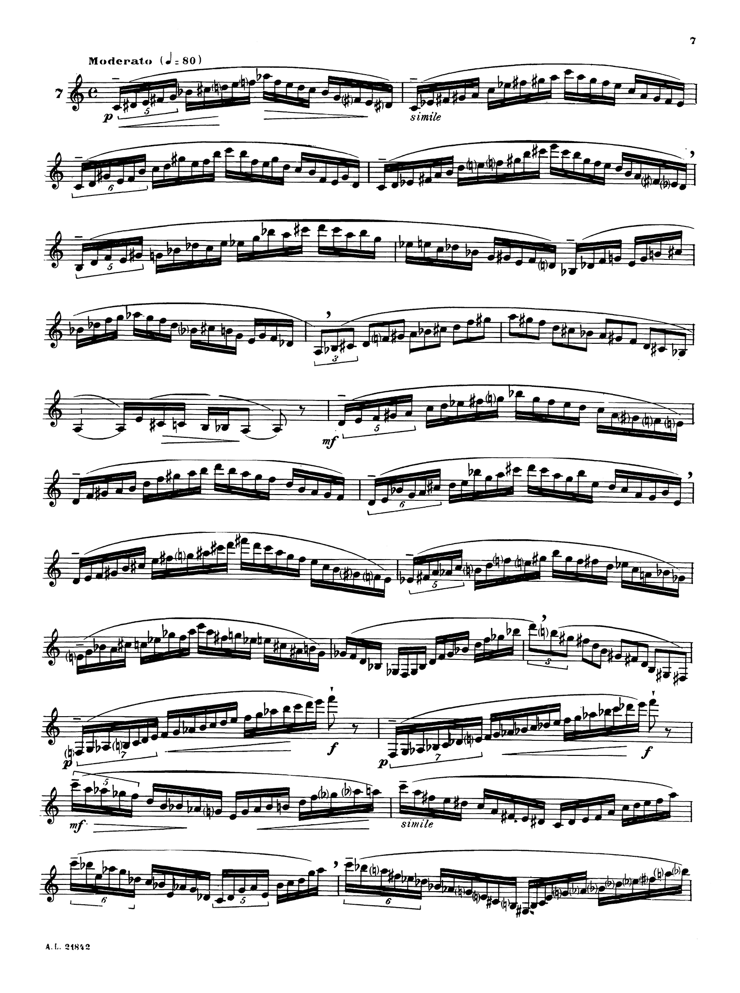Marcel Bitsch 12 Études de rhythme for clarinet no. 7