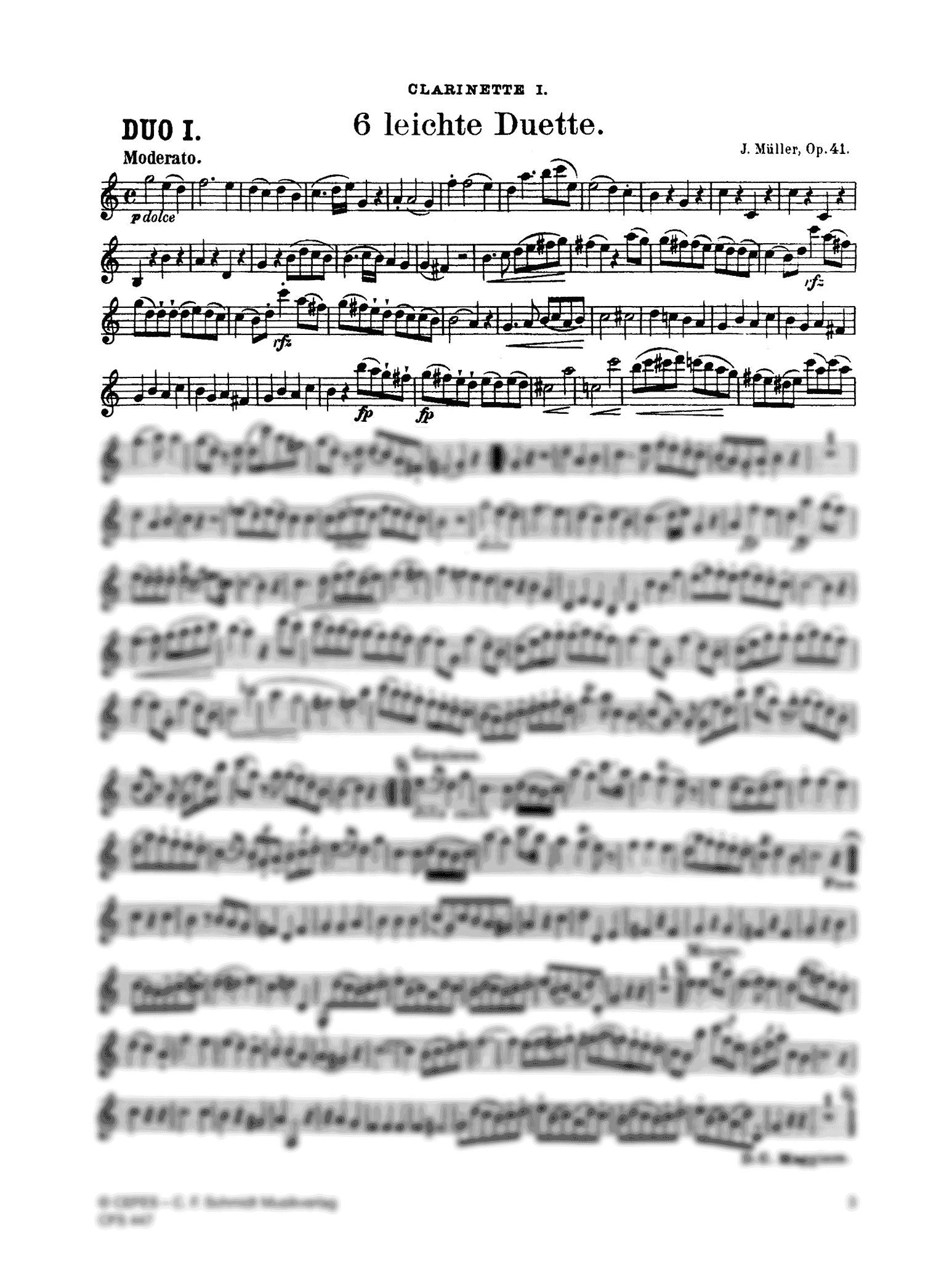 Ivan Mueller 6 Easy Duets, Op. 41 First Clarinet No. 1