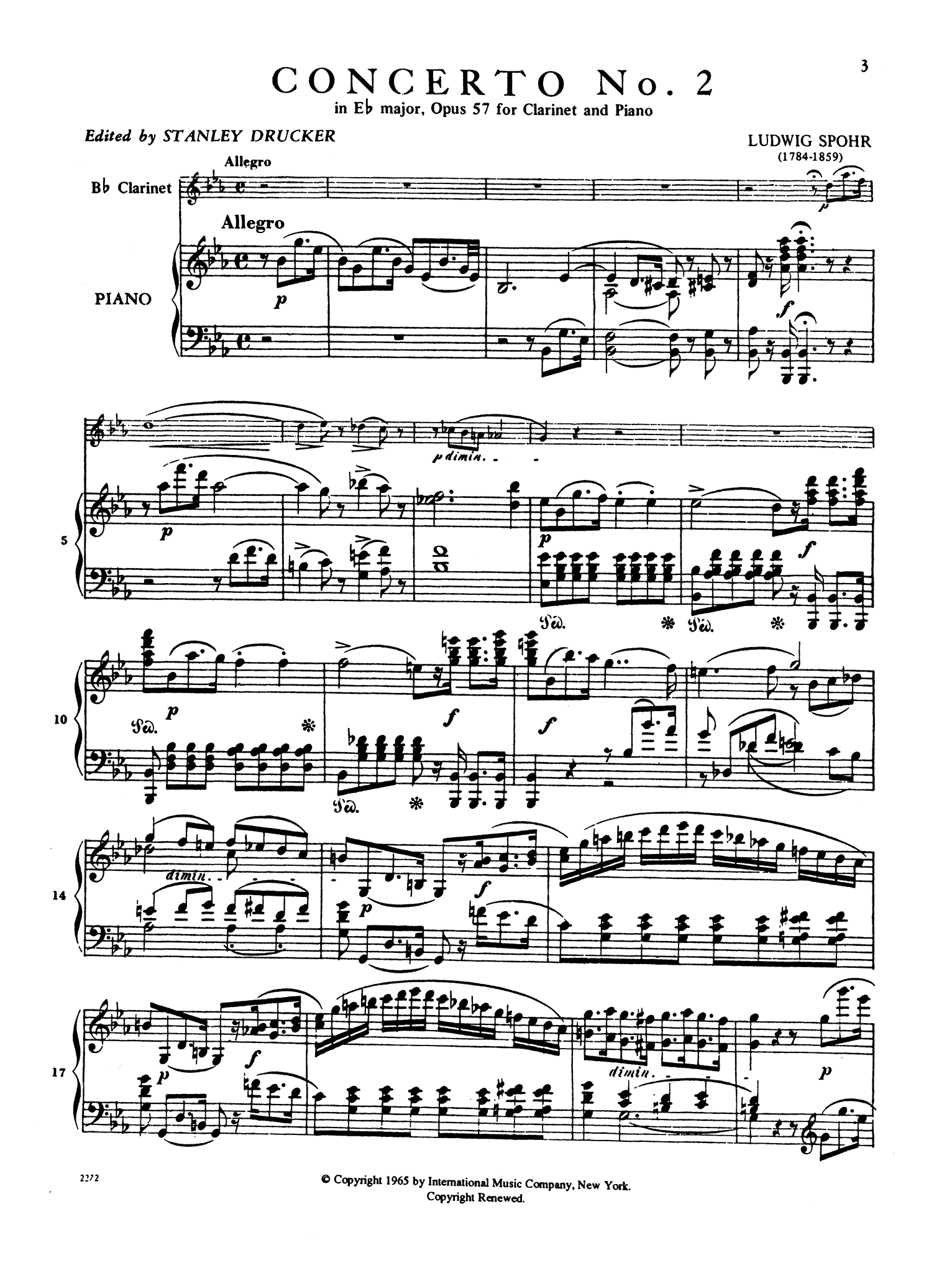 Clarinet Concerto No. 2 in E-flat Major, Op. 57 - Movement 1