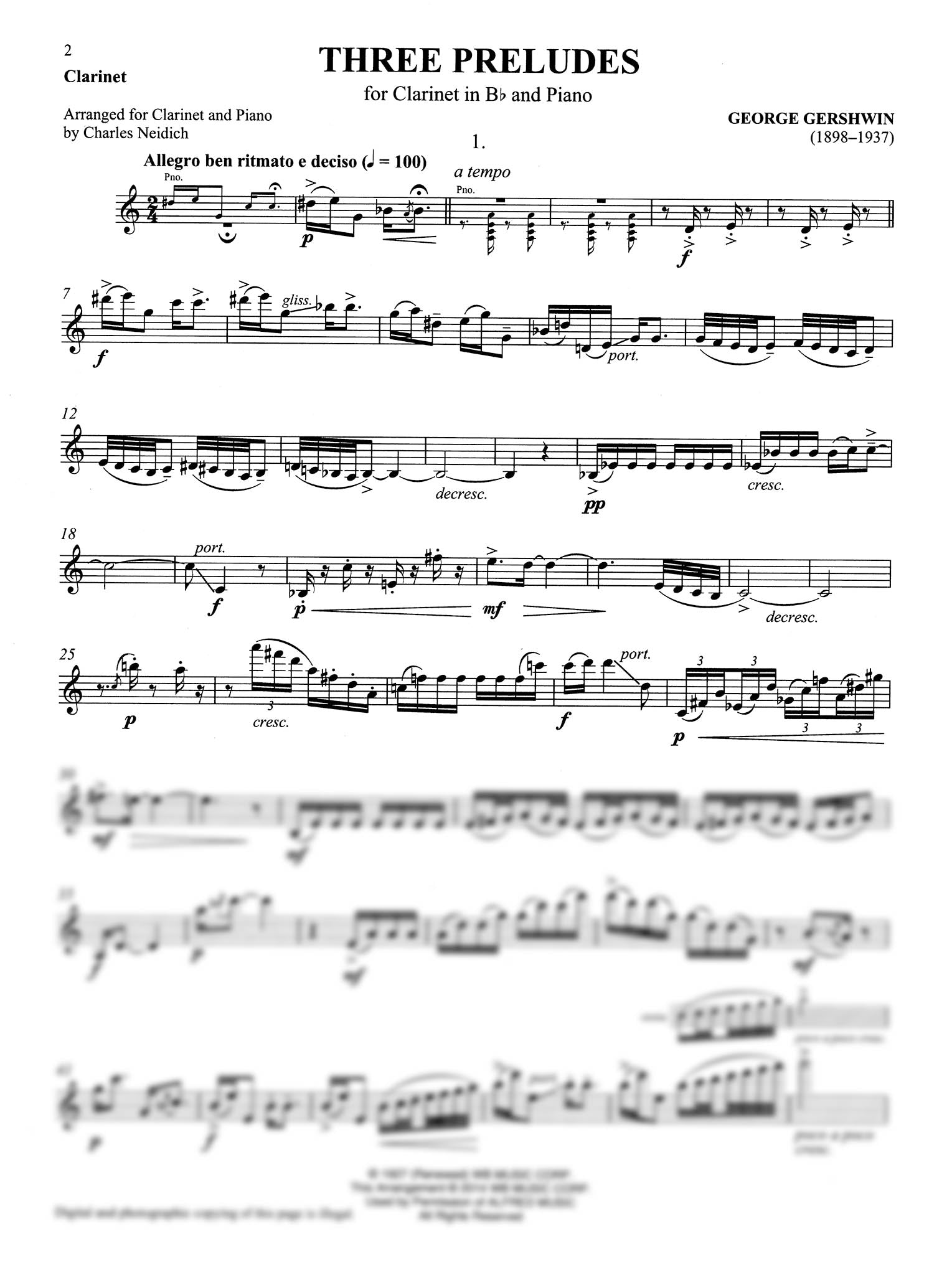 3 Preludes B-flat Clarinet part