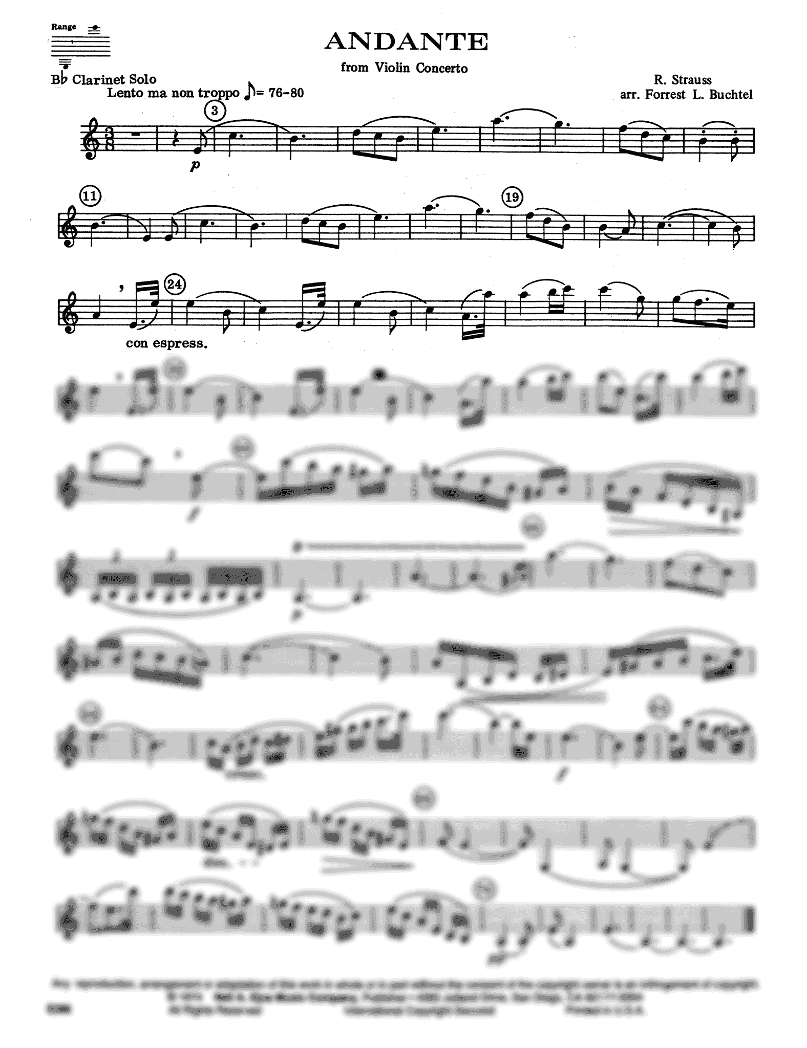 Movement 2 from Violin Concerto in D Minor, Op. 8 Clarinet part