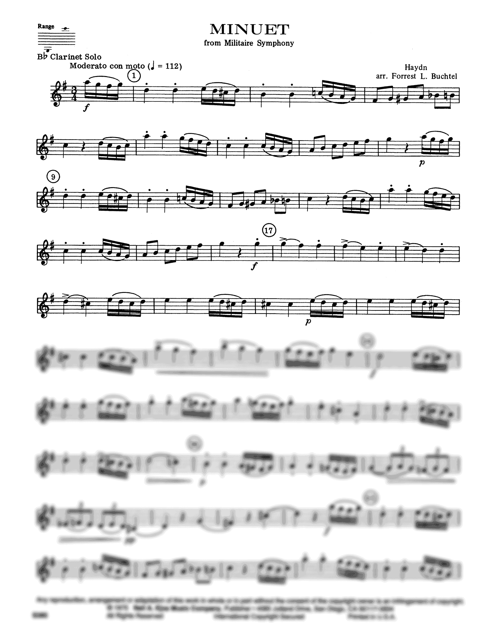 Minuet, from Symphony No. 100 ‘Military’ Clarinet part