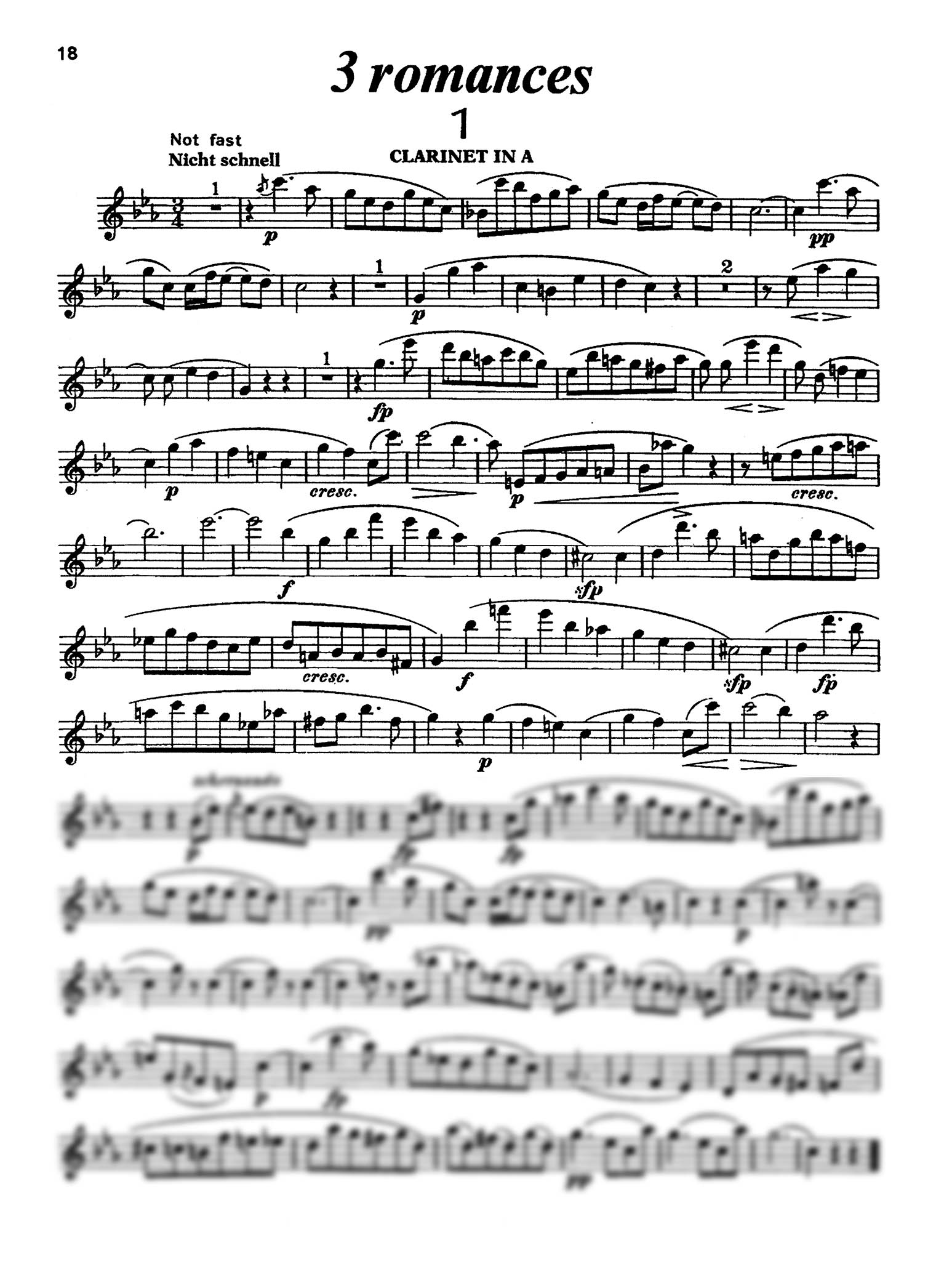 3 Romanzen, Op. 94 A Clarinet part