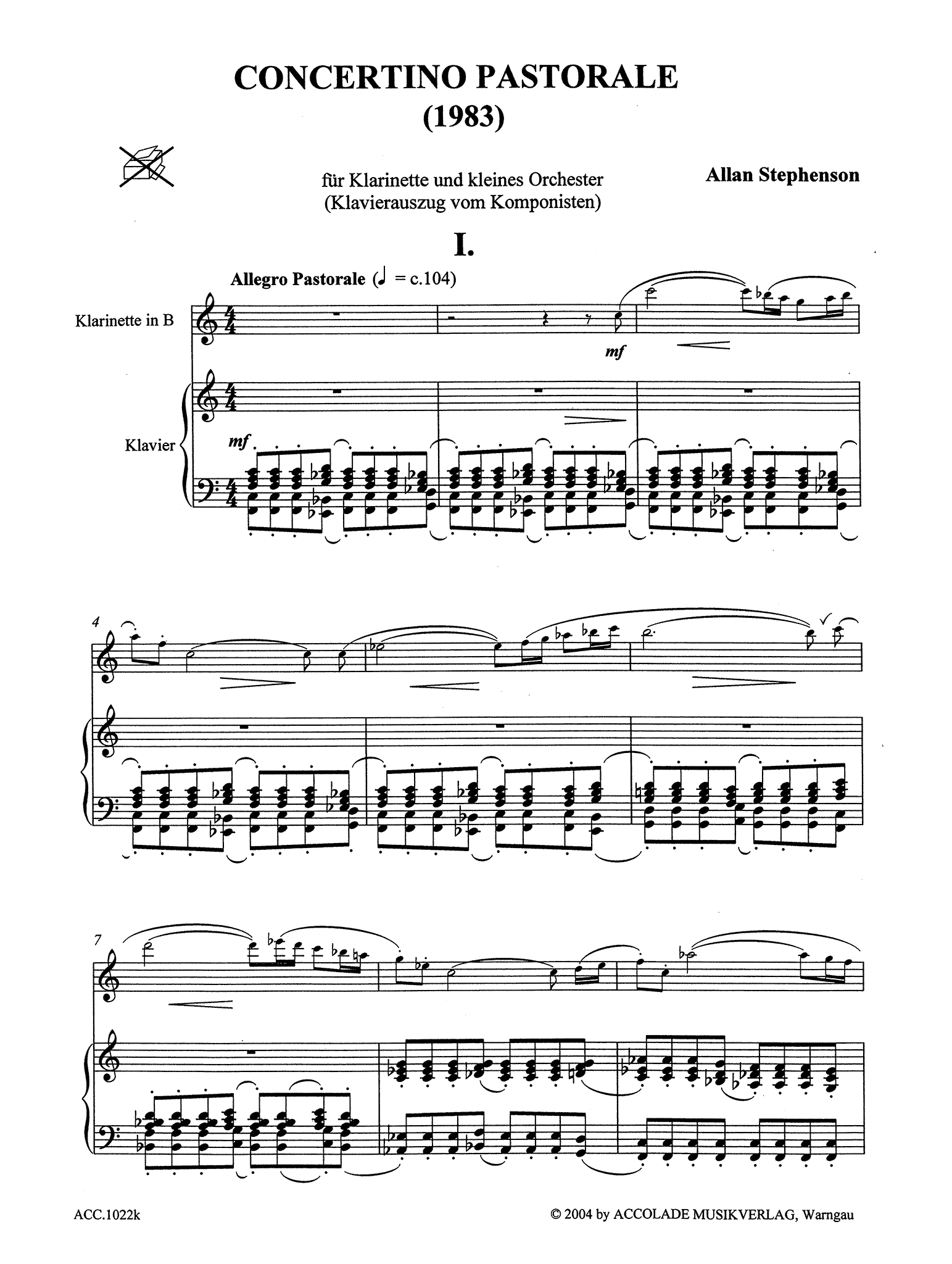 Stephenson Clarinet Concertino Pastorale - Movement 1