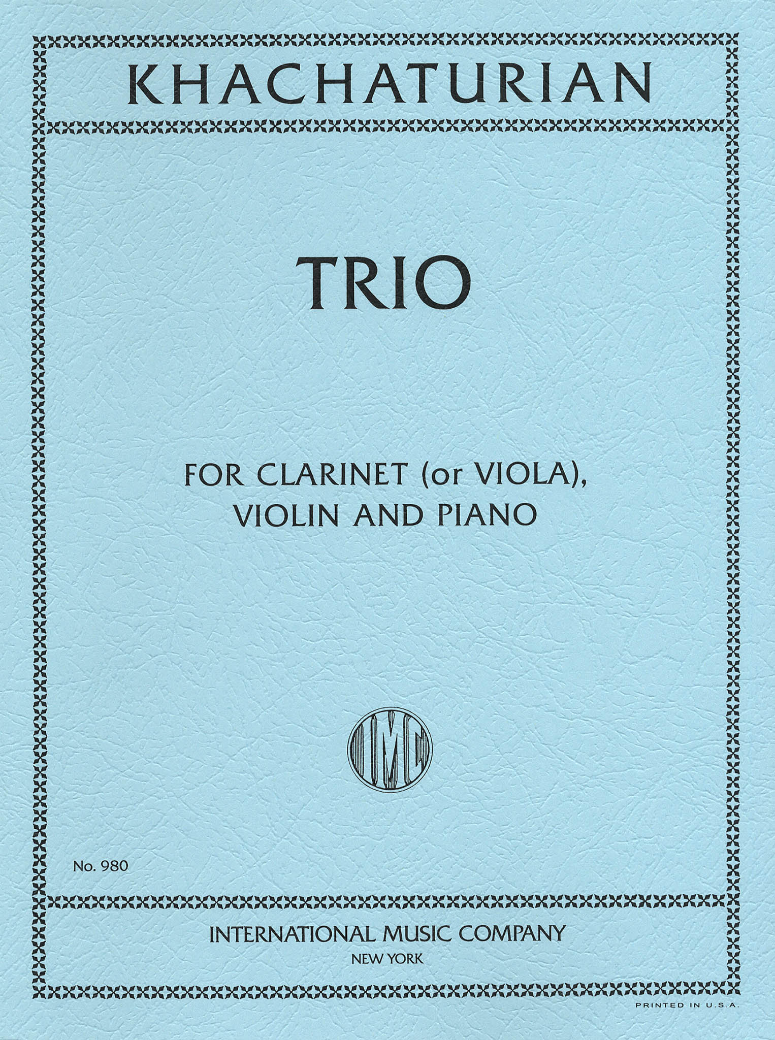 Khachaturian Trio for Clarinet, Violin & Piano Cover