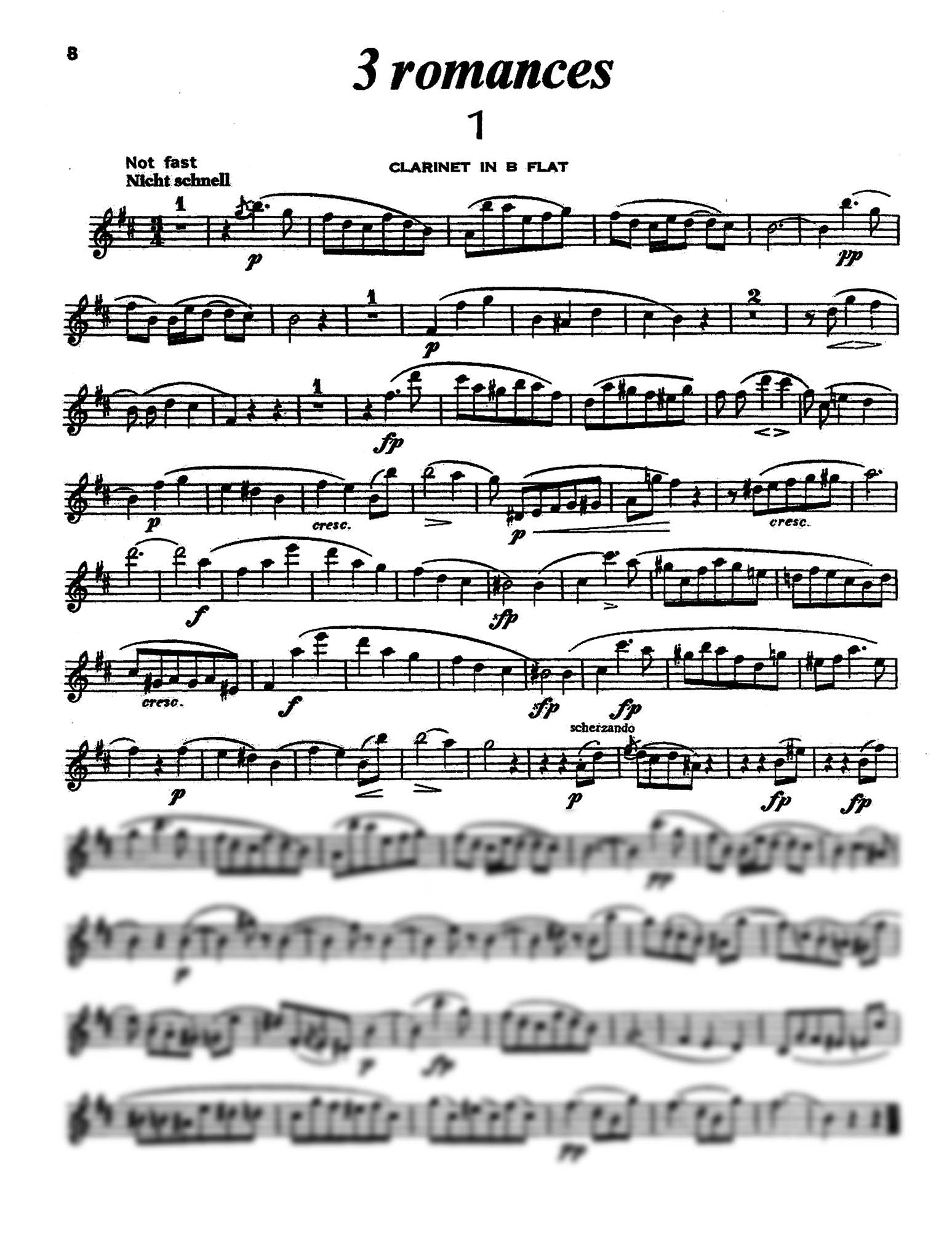 3 Romanzen, Op. 94 B-flat Clarinet part