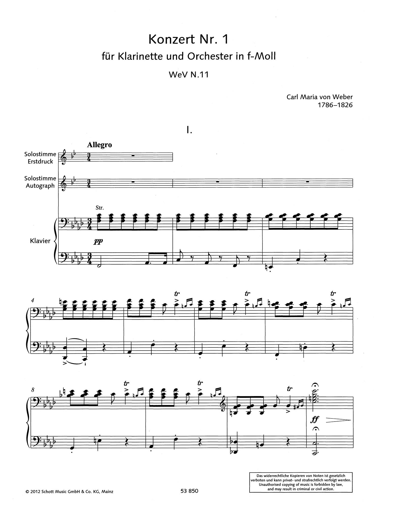 Clarinet Concerto No. 1 in F Minor, Op. 73 - Movement 1