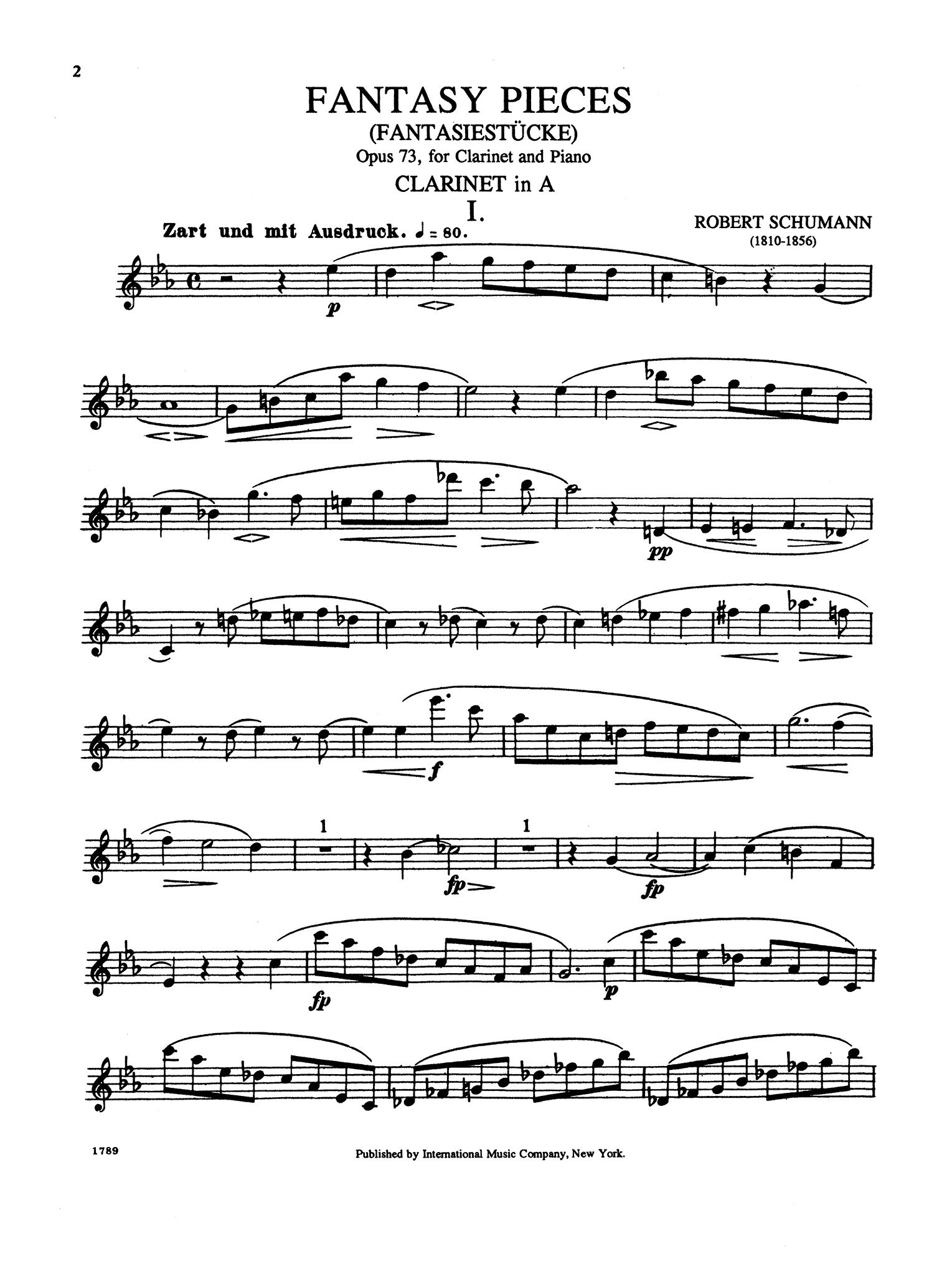 Fantasiestücke, Op. 73 Clarinet part