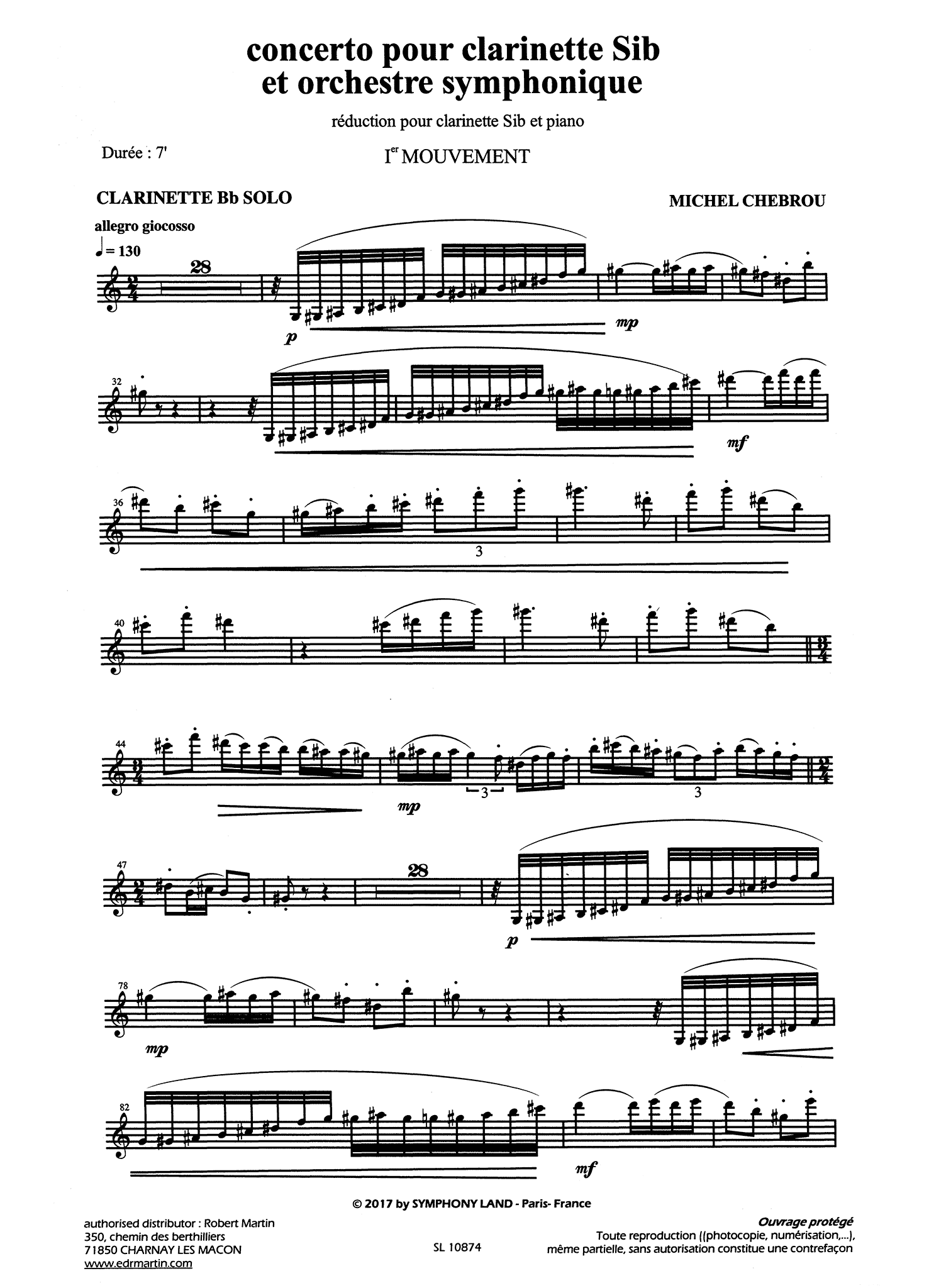 Chebrou Clarinet Concerto solo part