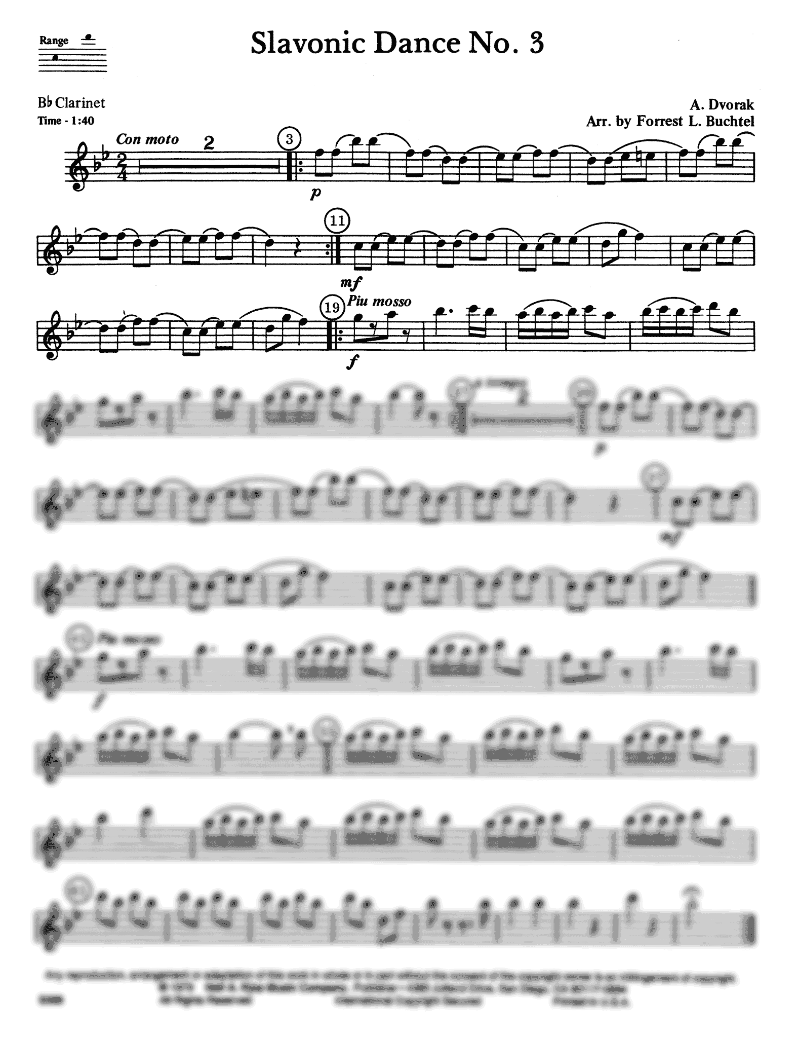 Dumka, Slavonic Dance Op. 46 No. 3 Clarinet part