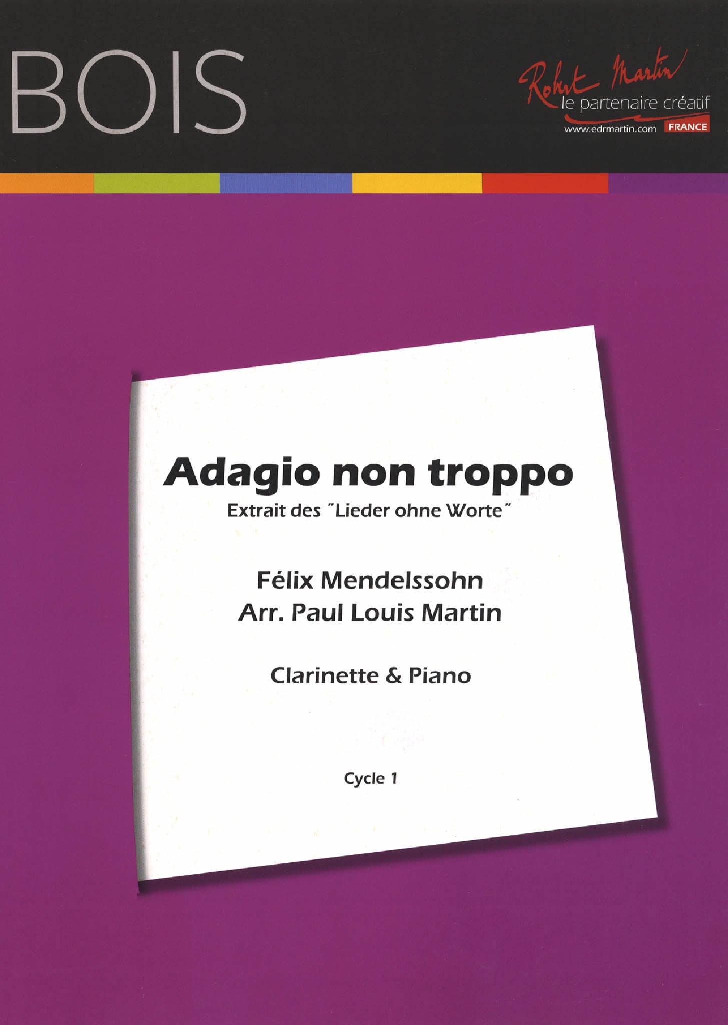 Adagio non troppo, from Lieder ohne Worte, Book 2, Op. 30 No. 3 clarinet piano arrangement cover