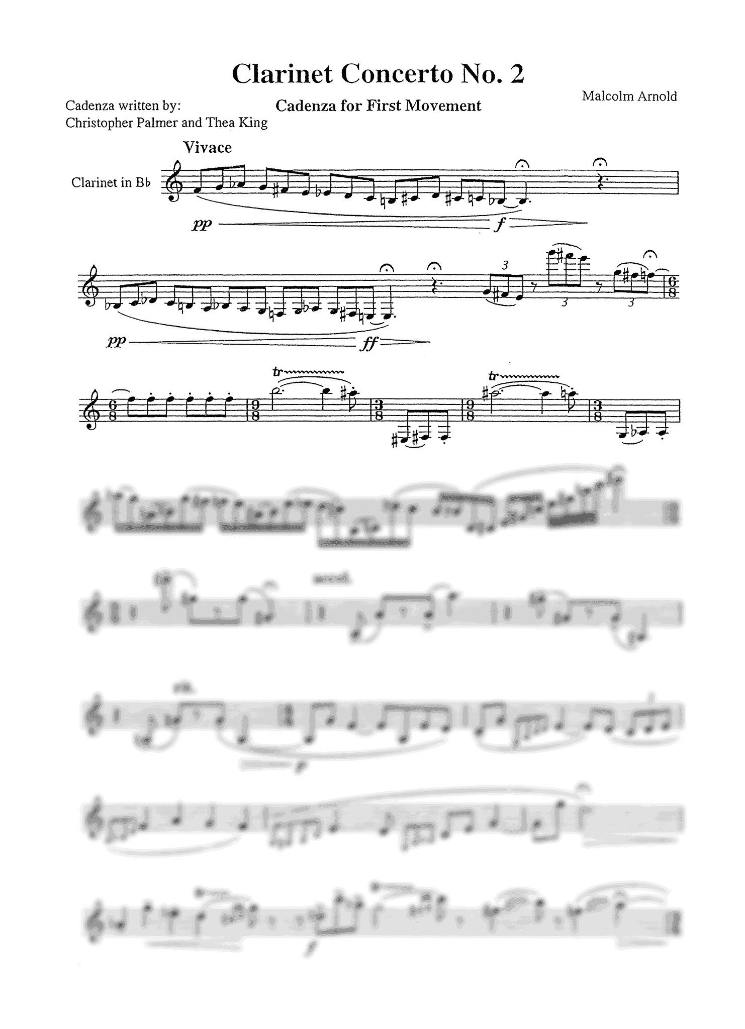 Arnold Clarinet Concerto No. 2, Op. 115 Palmer King cadenza page 1