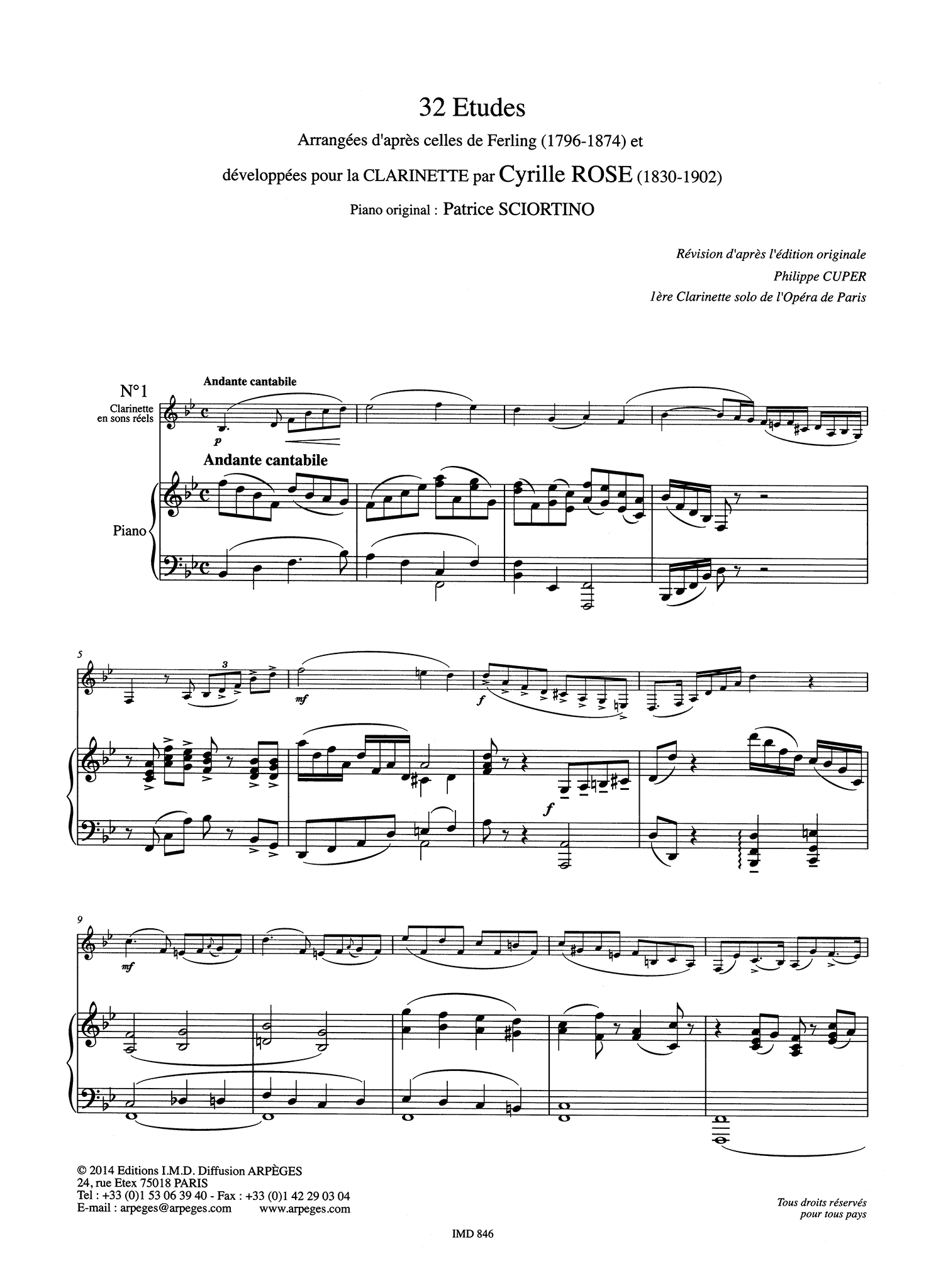 32 Études for Clarinet (piano score) Page 1