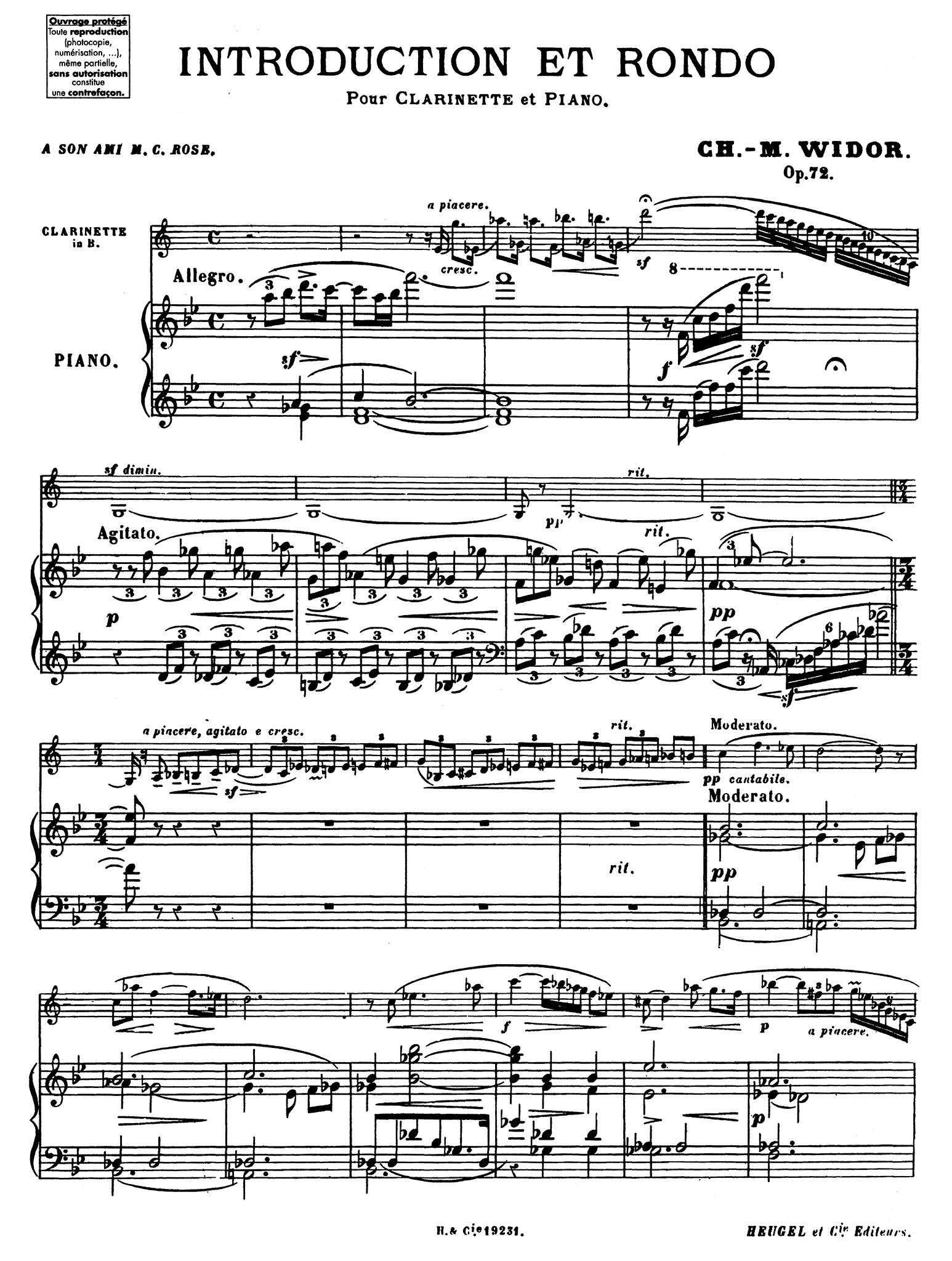Widor Introduction et rondo, Op. 72 Score