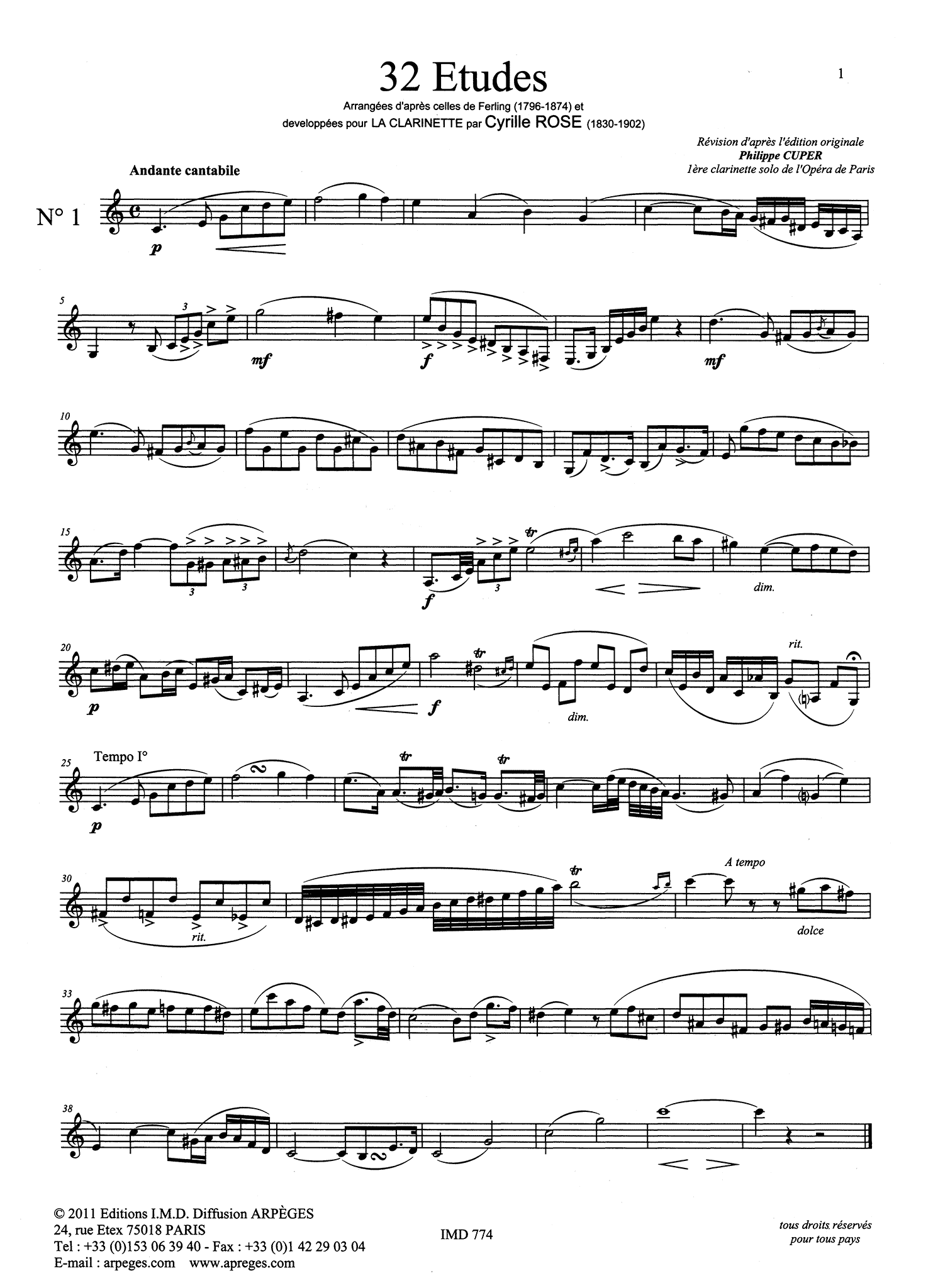 32 Études for Clarinet Page 1
