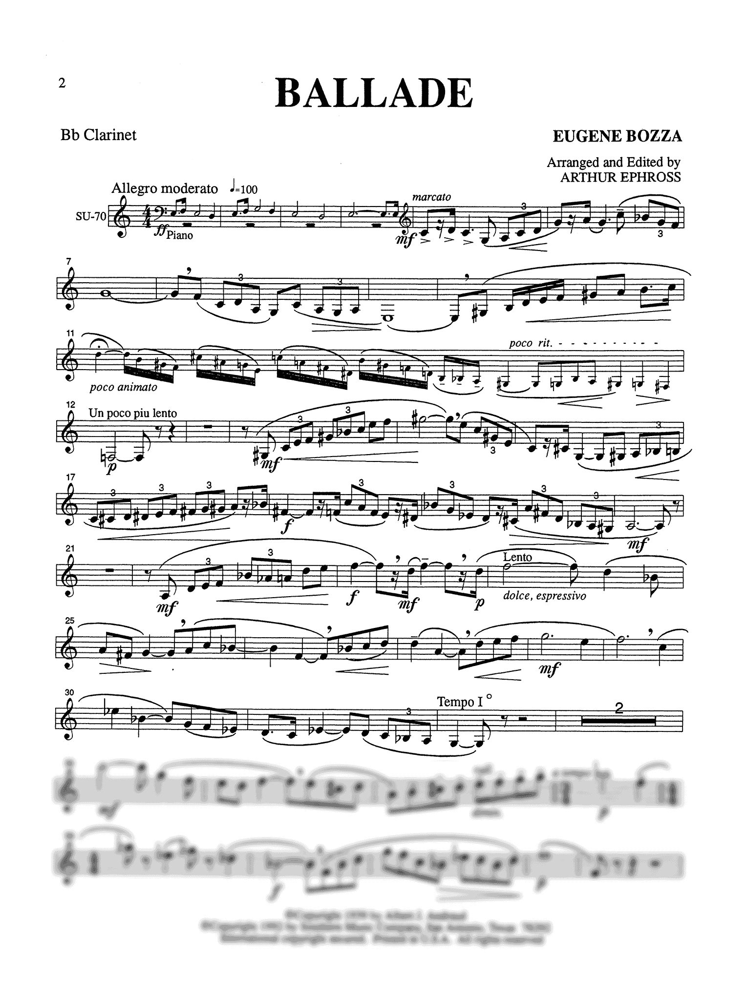Bozza Ballade b-flat clarinet part