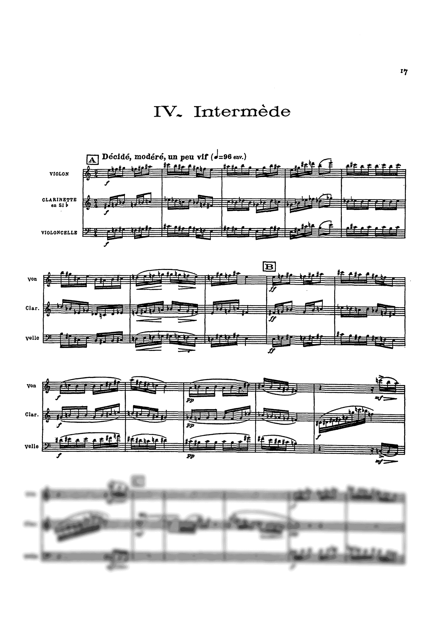 Messiaen Quatuor pour la fin du temps mini score - Movement 4