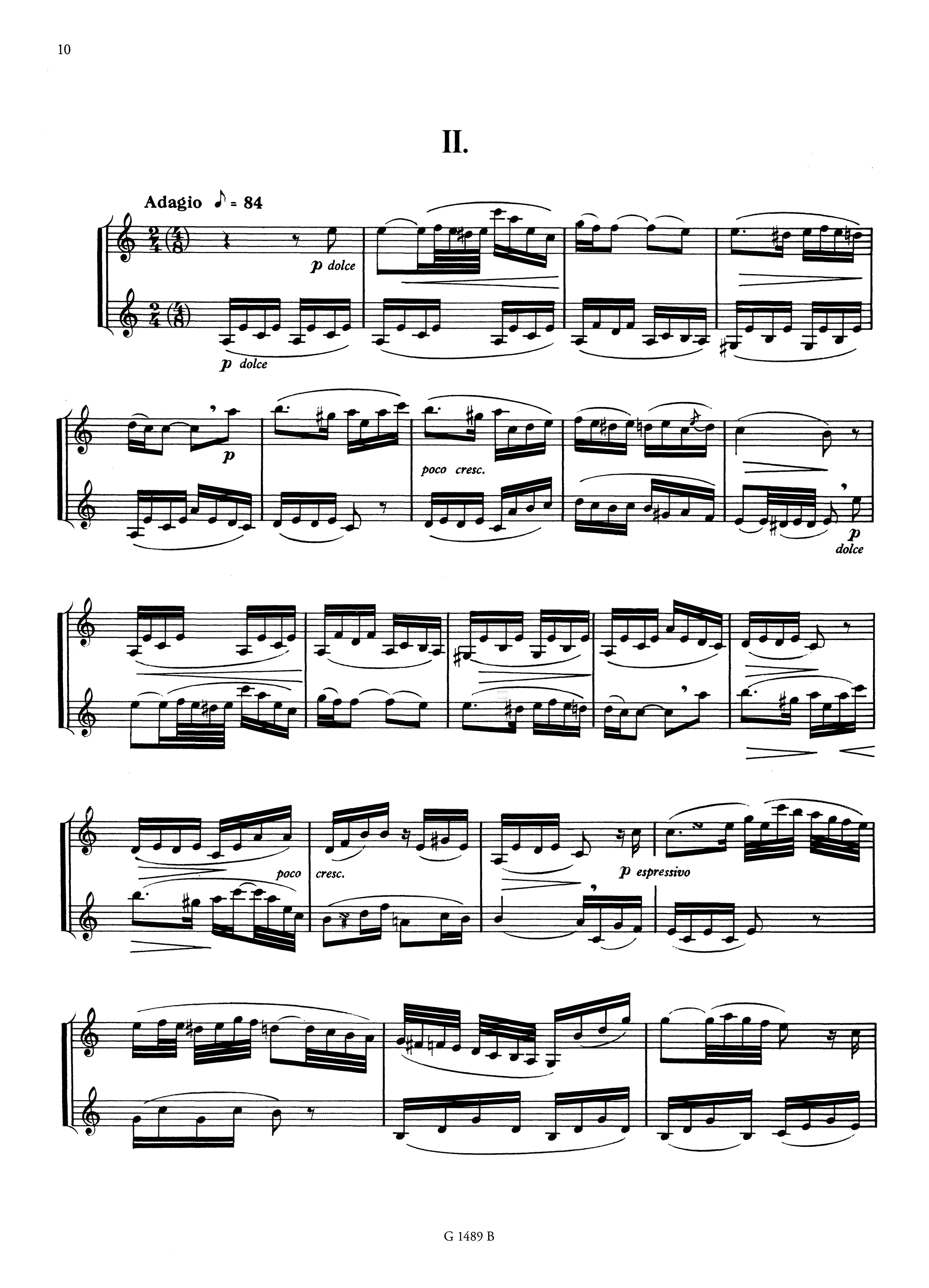 Gebauer Classical Sonata No. 1 arranged by Cahuzac for clarinet duet - Movement 2