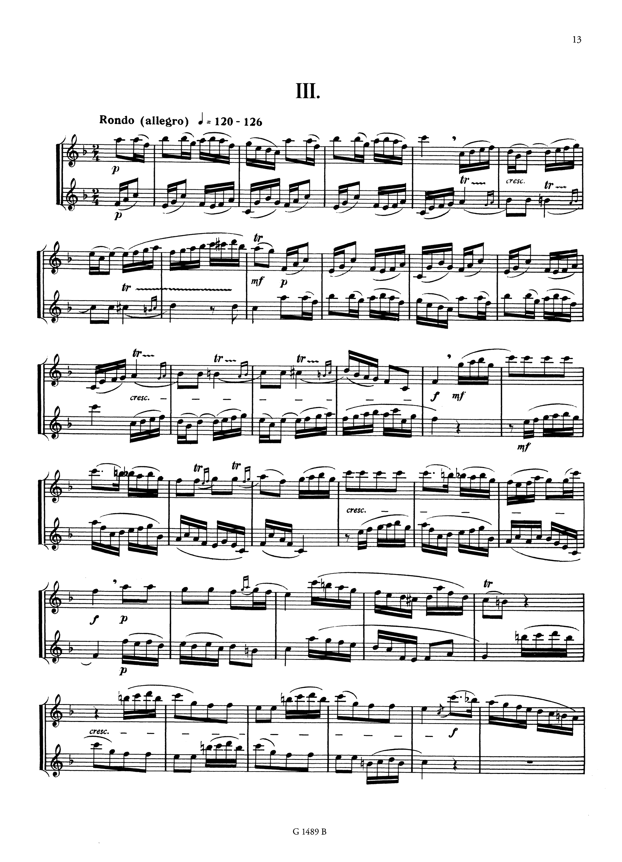 Gebauer Classical Sonata No. 1 arranged by Cahuzac for clarinet duet - Movement 3