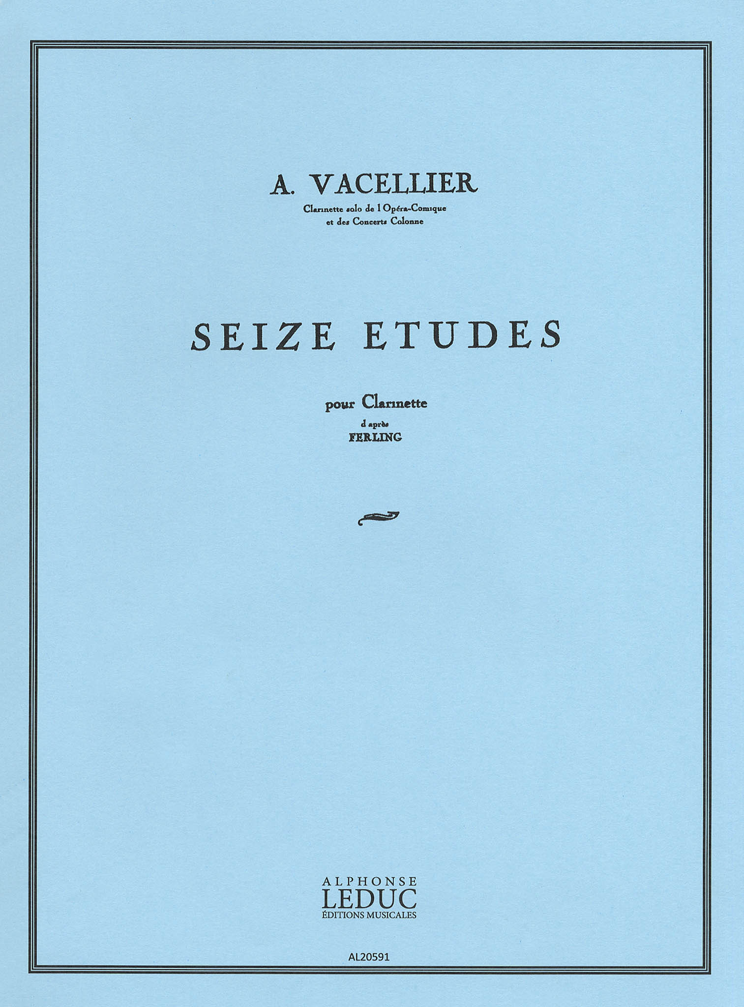 André Vacellier 16 Études for Clarinet after Ferling cover