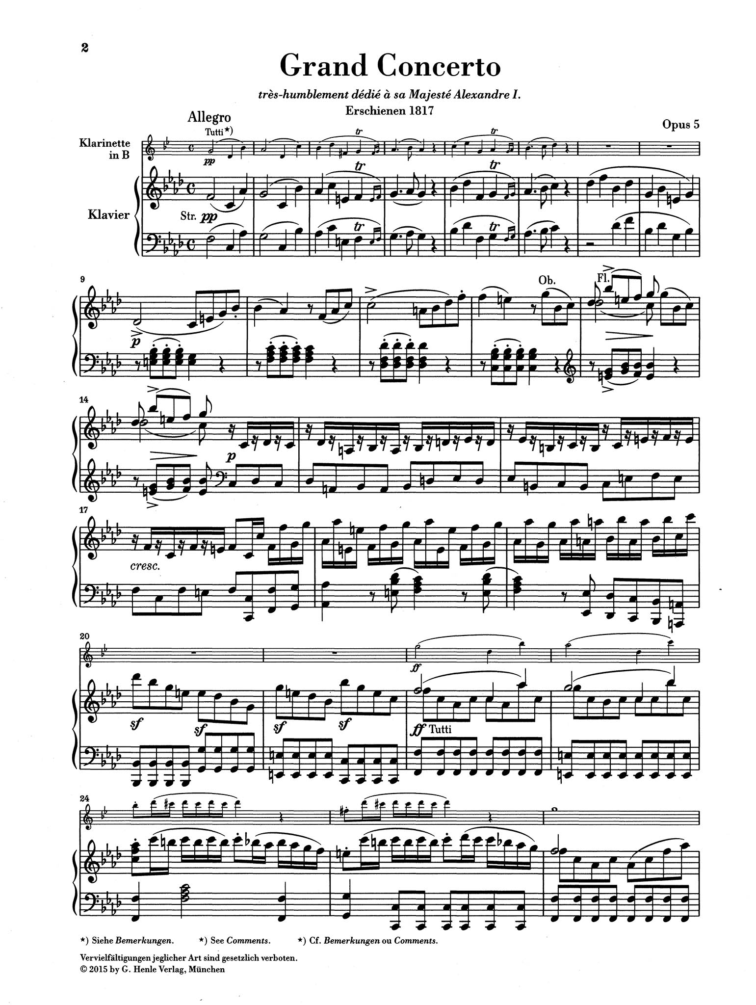 Crusell Concerto in F Minor, Op. 5 'Grand Concerto' Henle