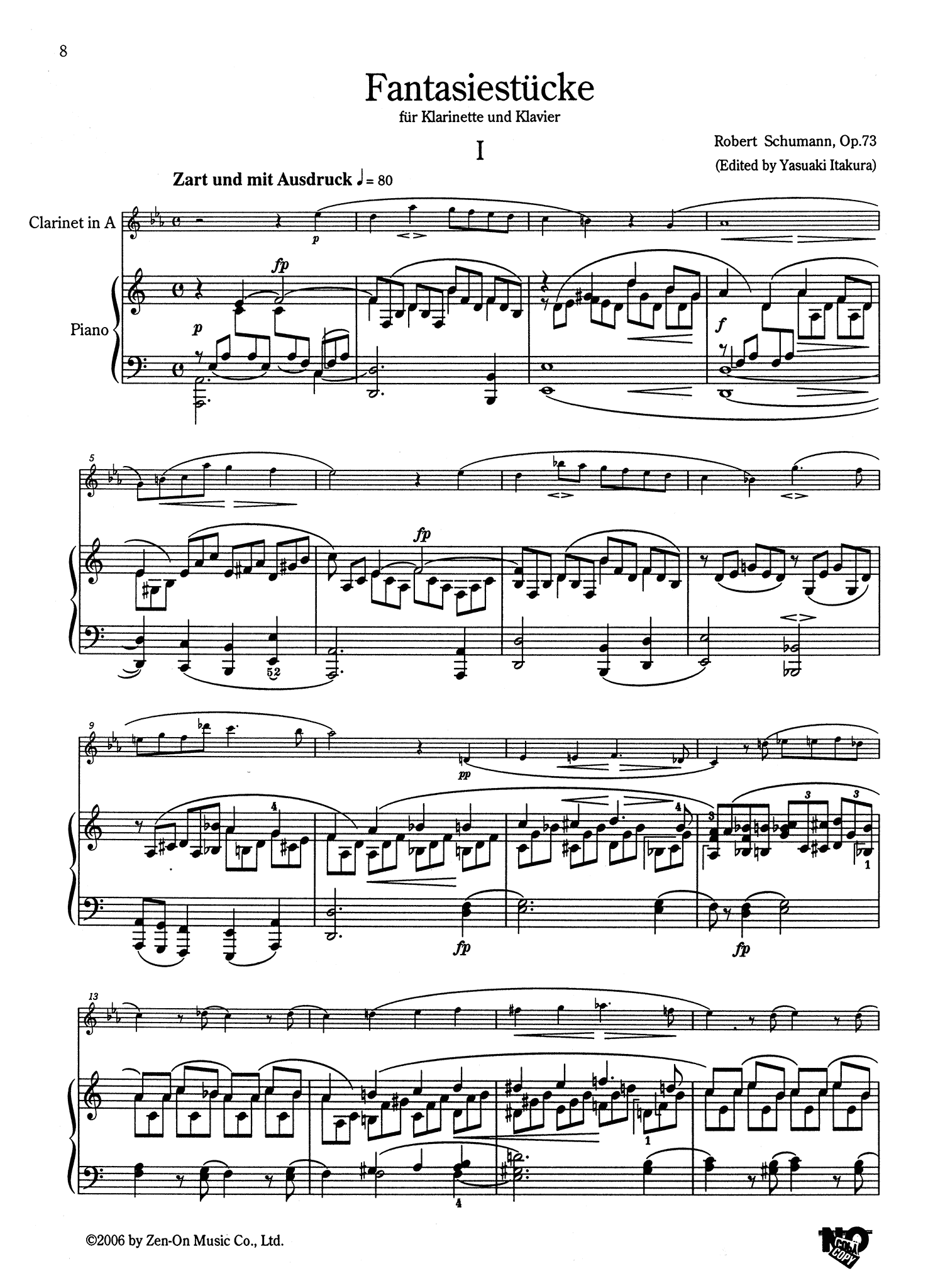 Schumann Fantasy Pieces, Op. 73 clarinet & piano - Movement 1