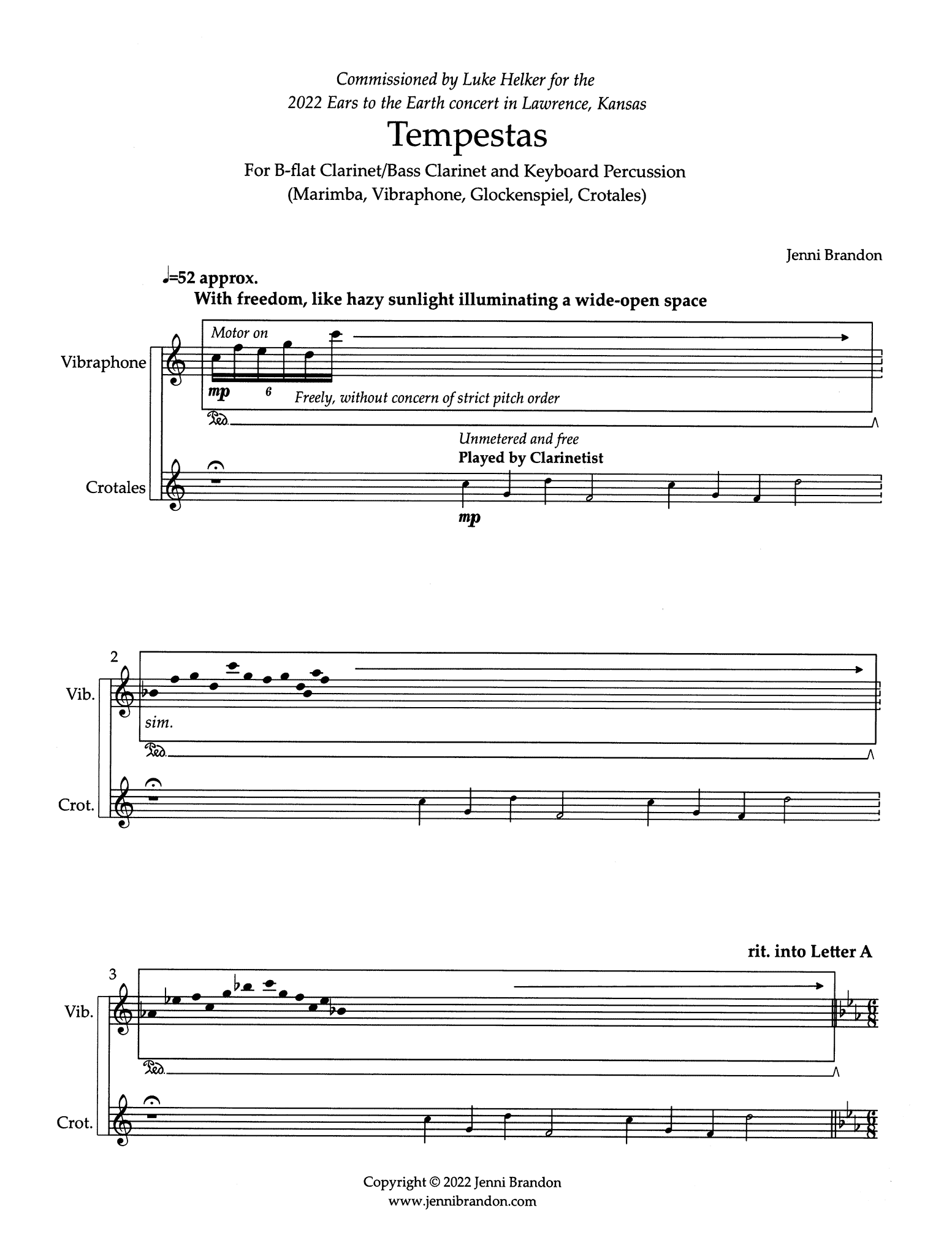 Brandon Tempestas clarinet and percussion score page 1