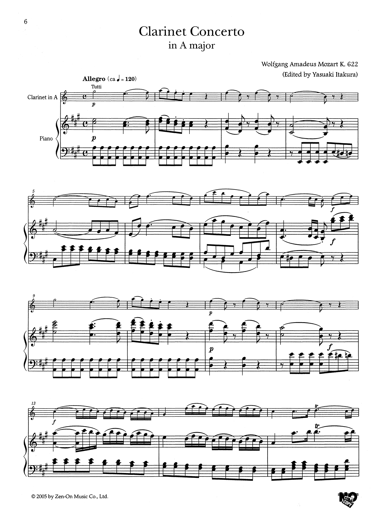 Mozart Clarinet Concerto K. 622 - Movement 1