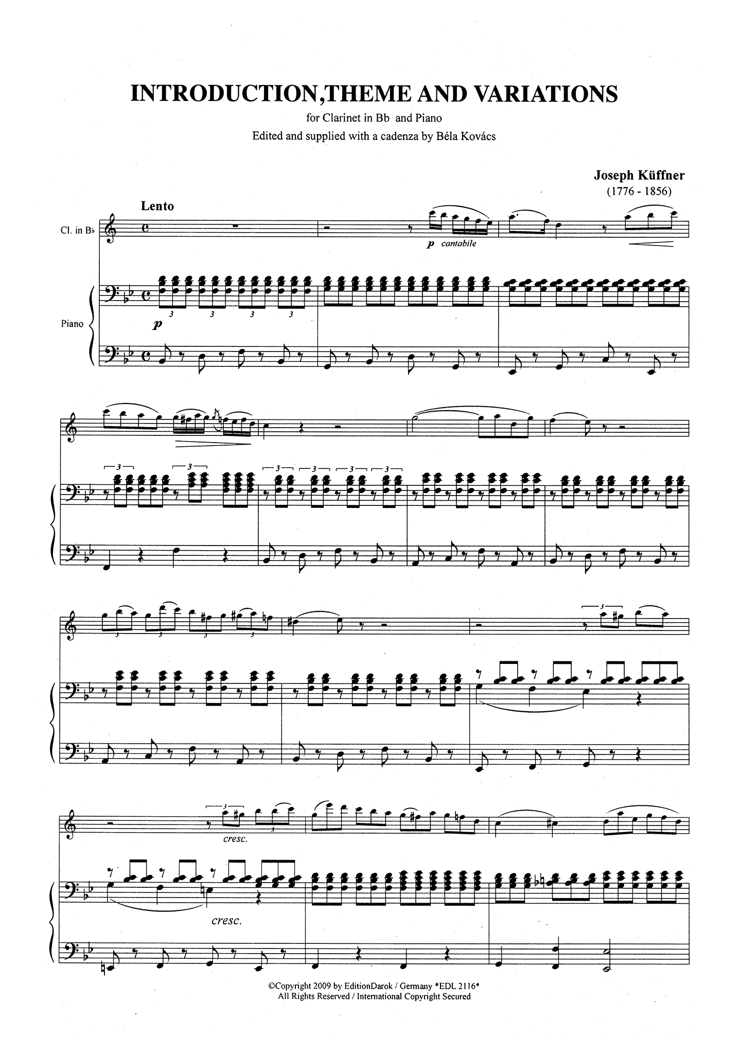 Introduction, Theme & Variations, Op. 32 Score