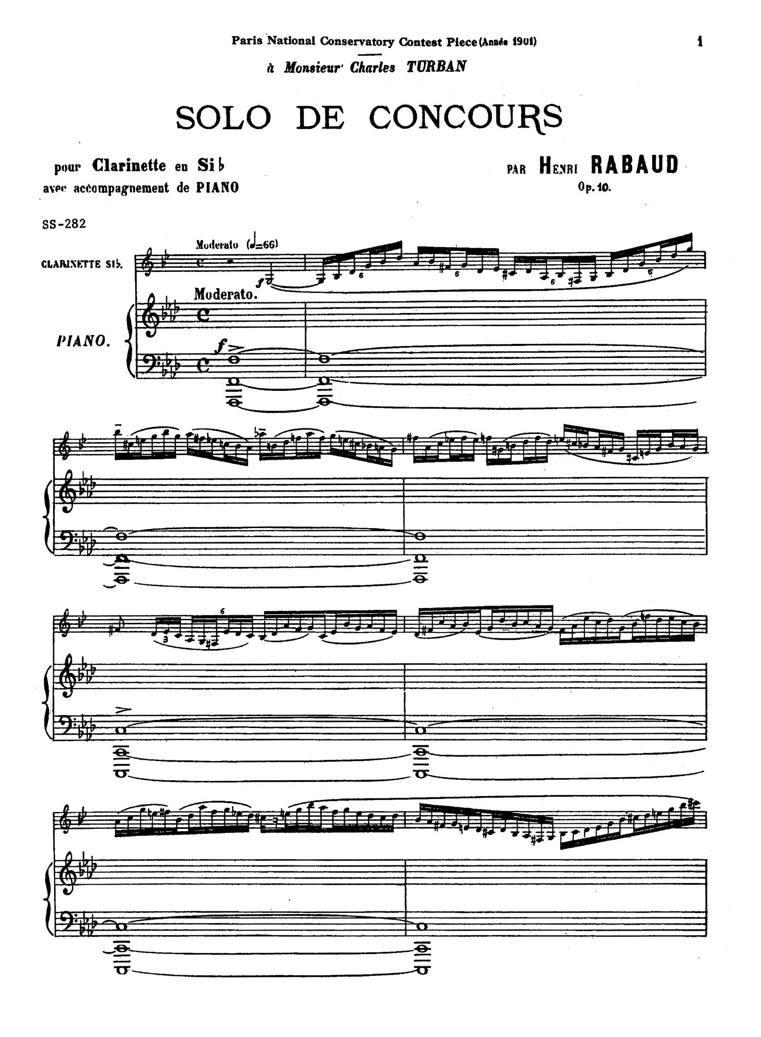 Solo de Concours, Op. 10 Score