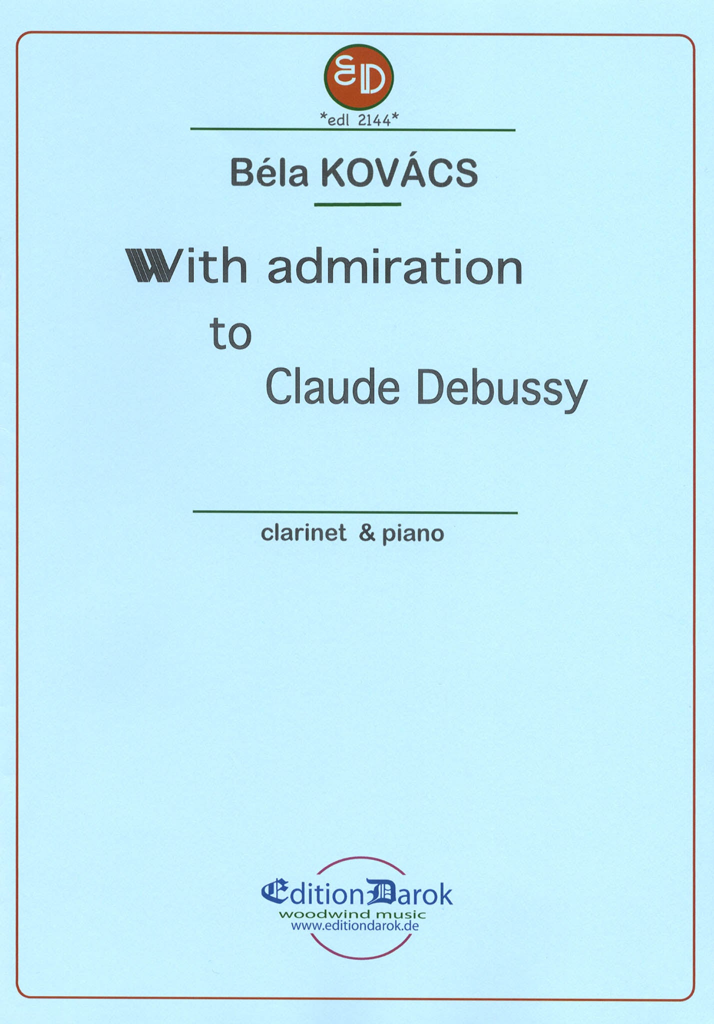 Kovács With admiration to Claude Debussy Cover