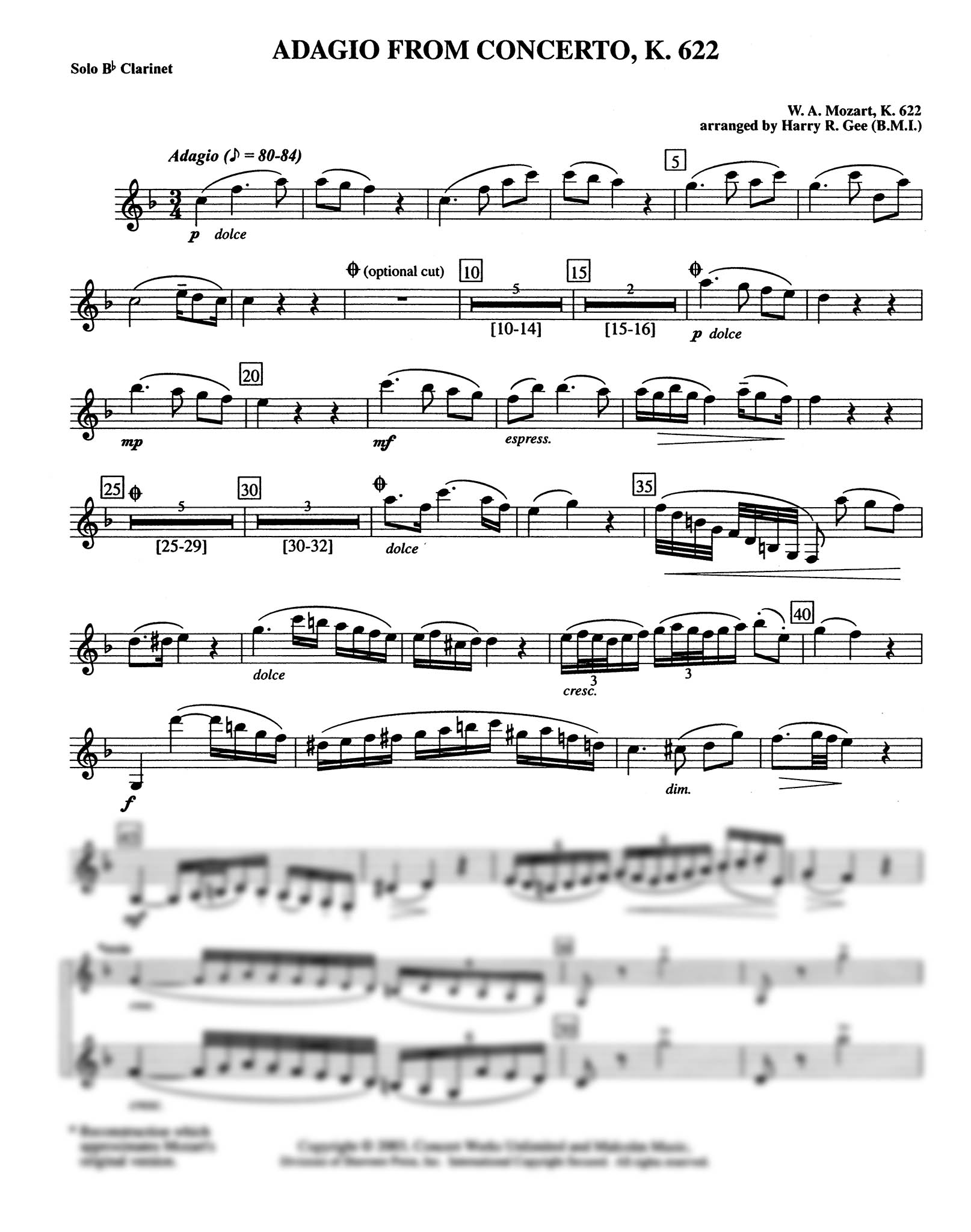 Adagio Clarinet part