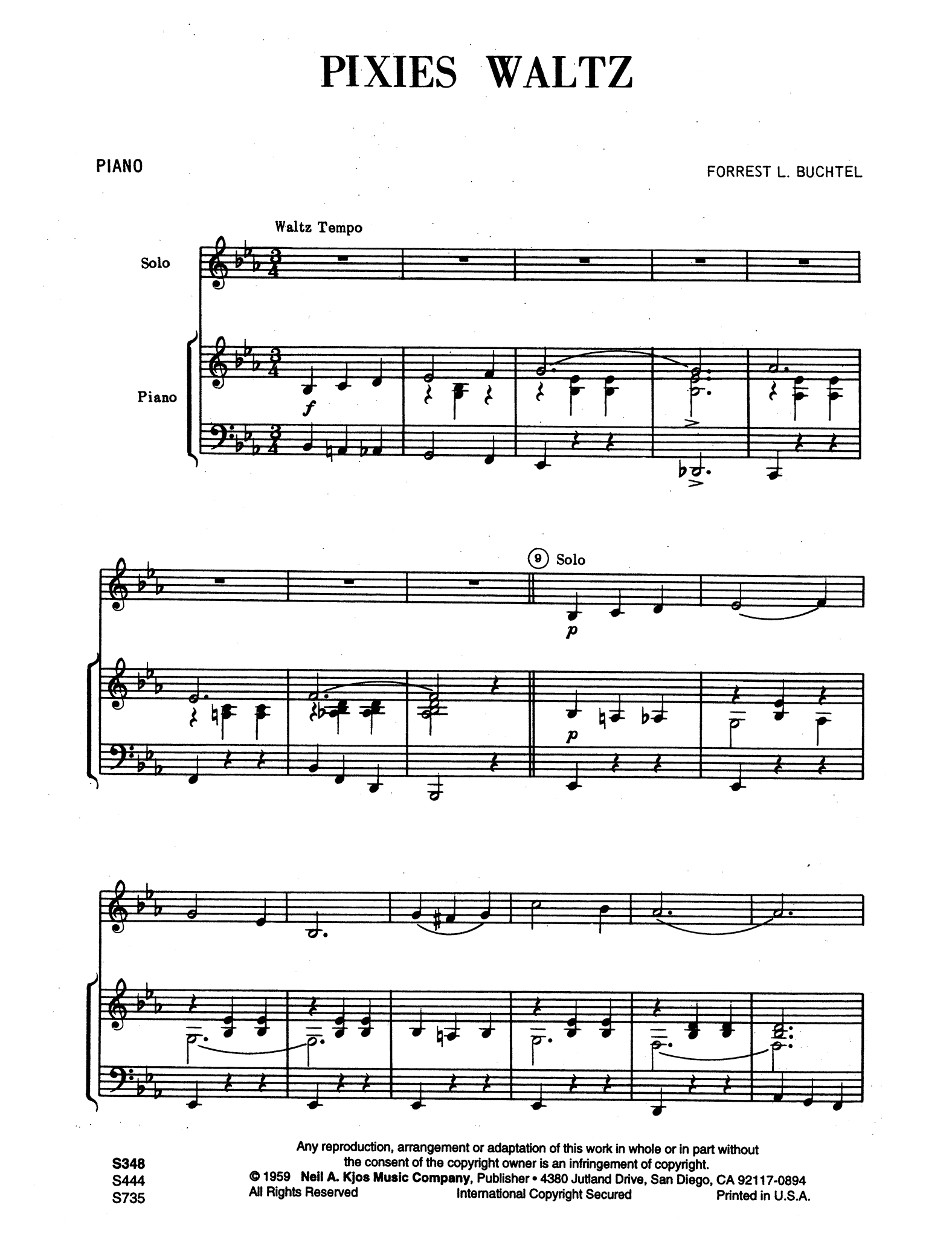 Buchtel Pixies Waltz clarinet and piano score