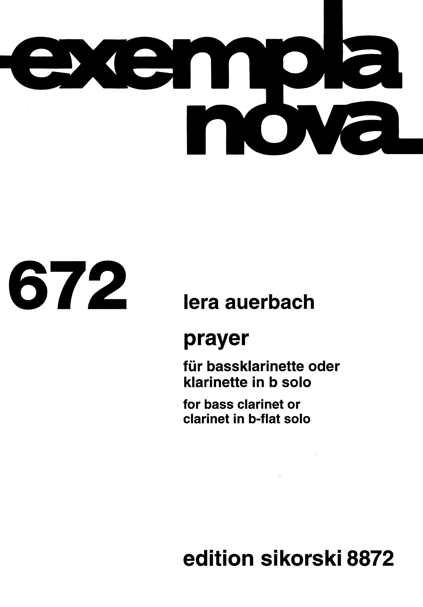 Lera Auerbach T'filah (Prayer) for unaccompanied clarinet cover