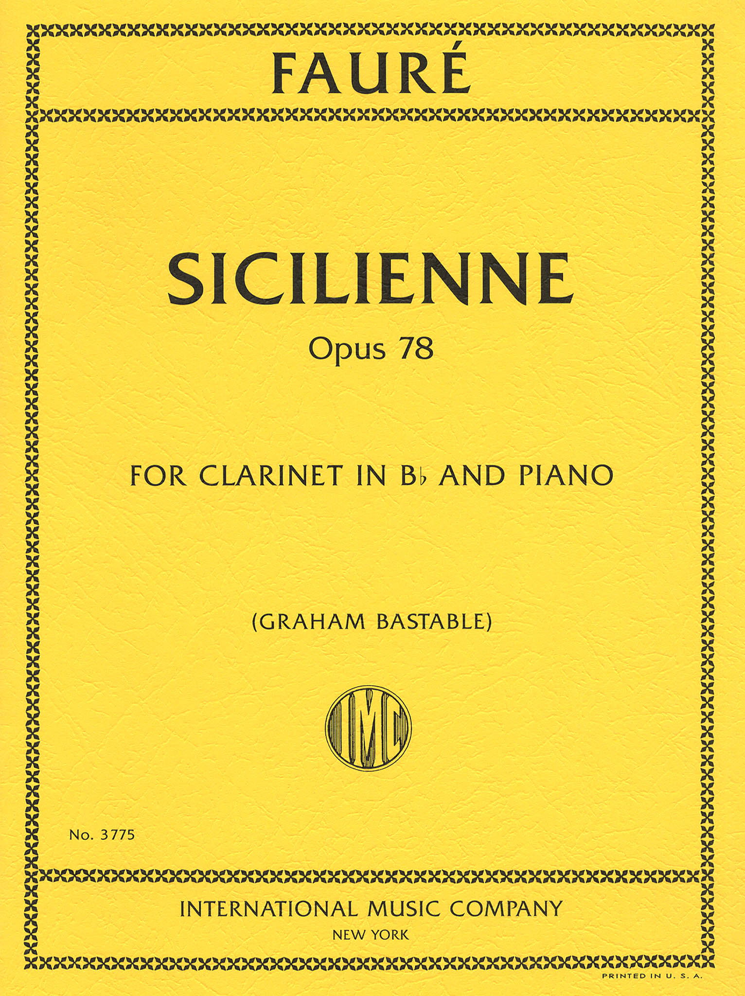 Fauré, Gabriel: Sicilienne, Op. 78 for clarinet & piano Cover