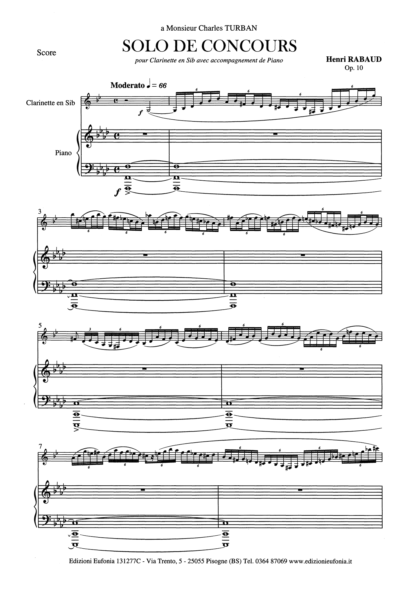 Solo de concours, Op. 10 Score