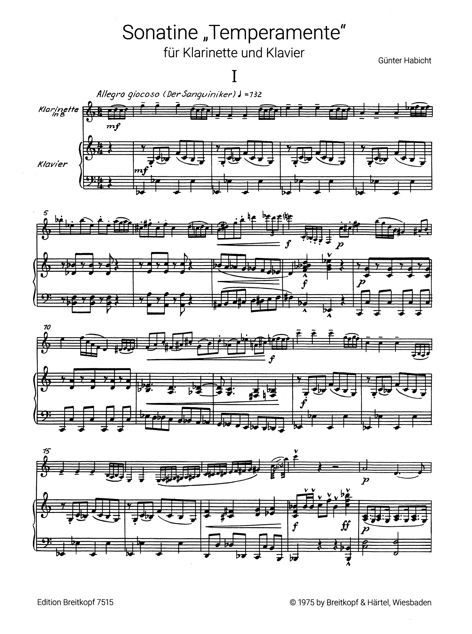 Habicht Clarinet Sonatina Temperamente - movement 1