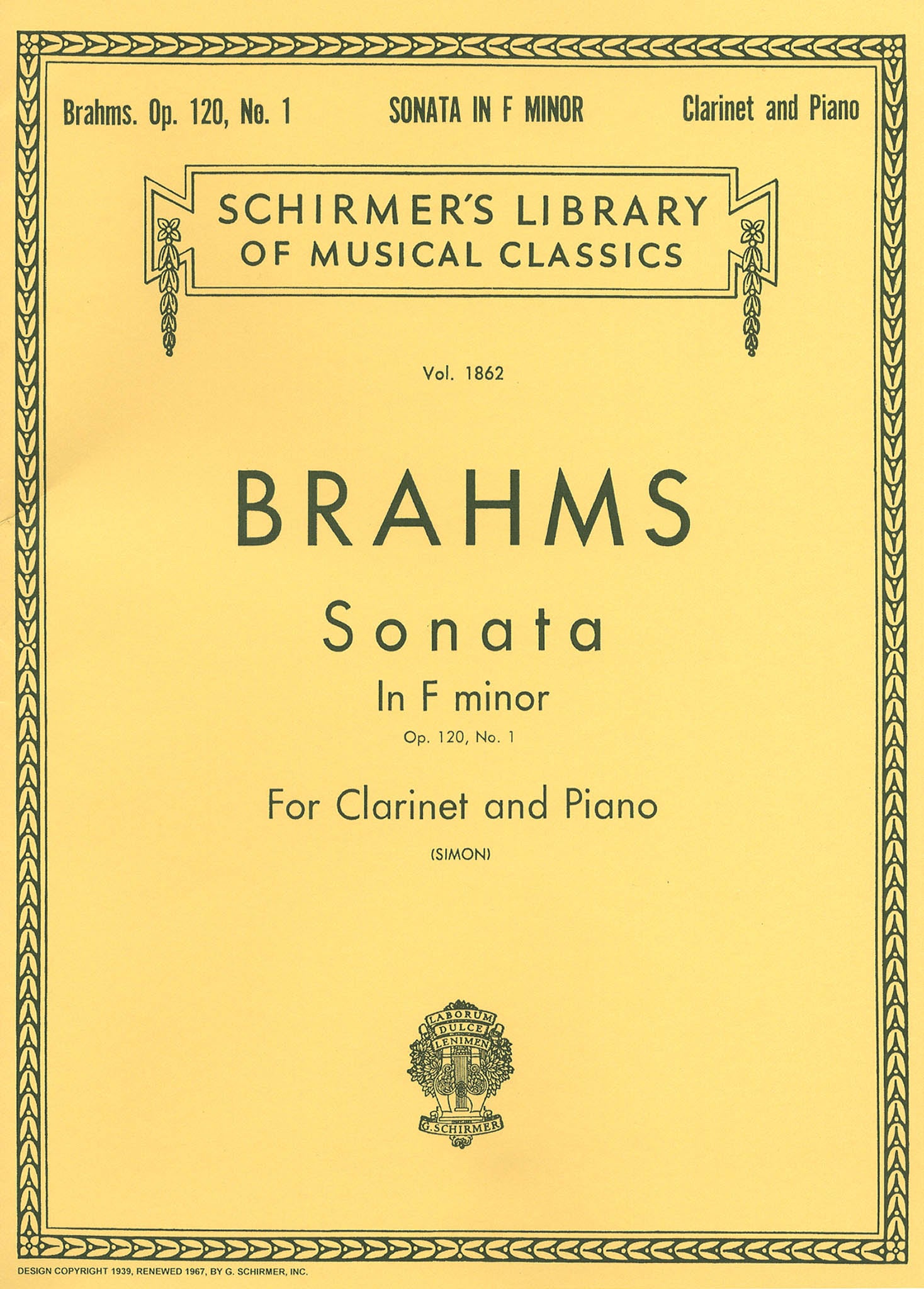 Brahms: Clarinet Sonata in F Minor, Op. 120 No. 1 | Schirmer
