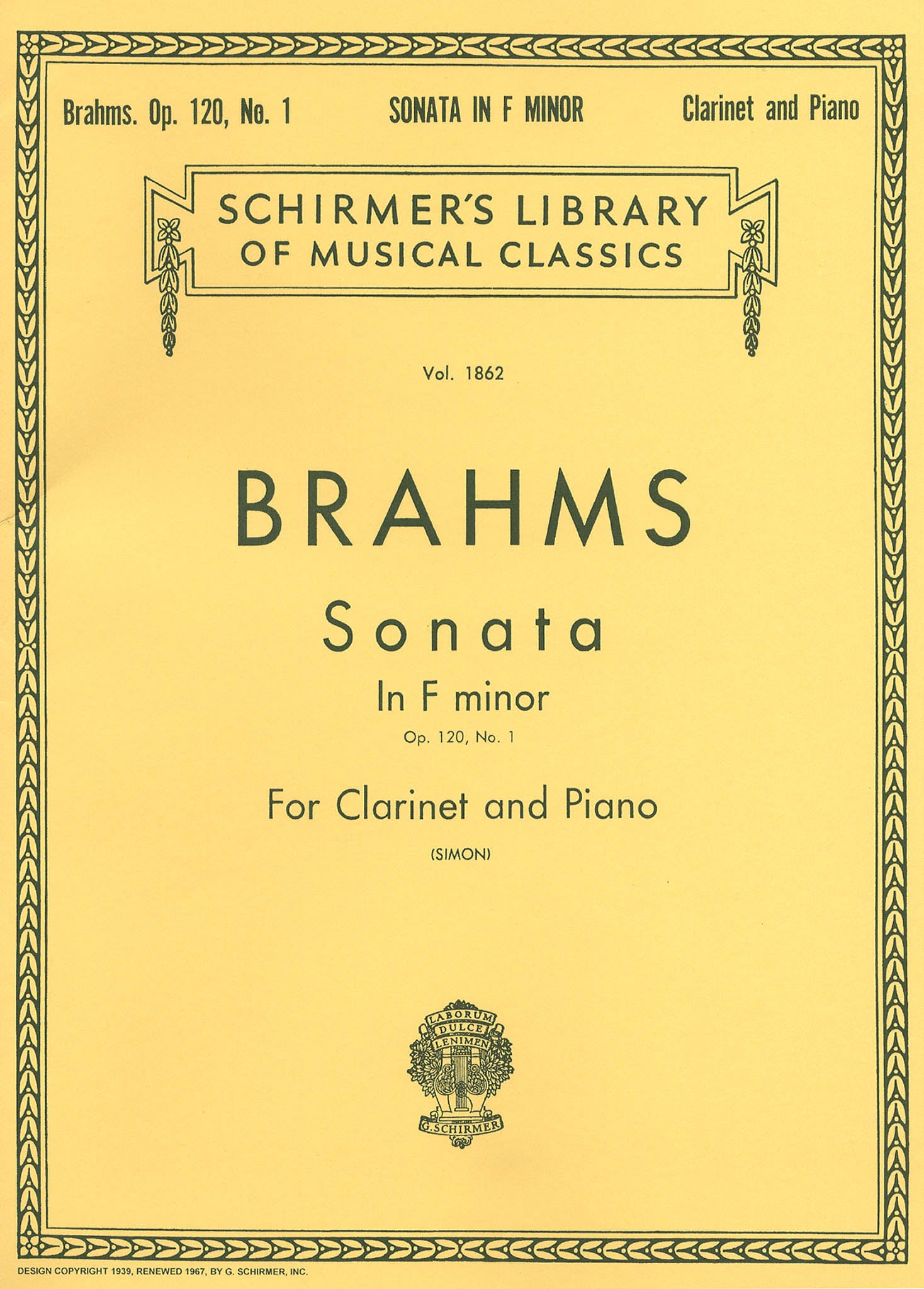 Sonata in F Minor, Op. 120 No. 1 Cover