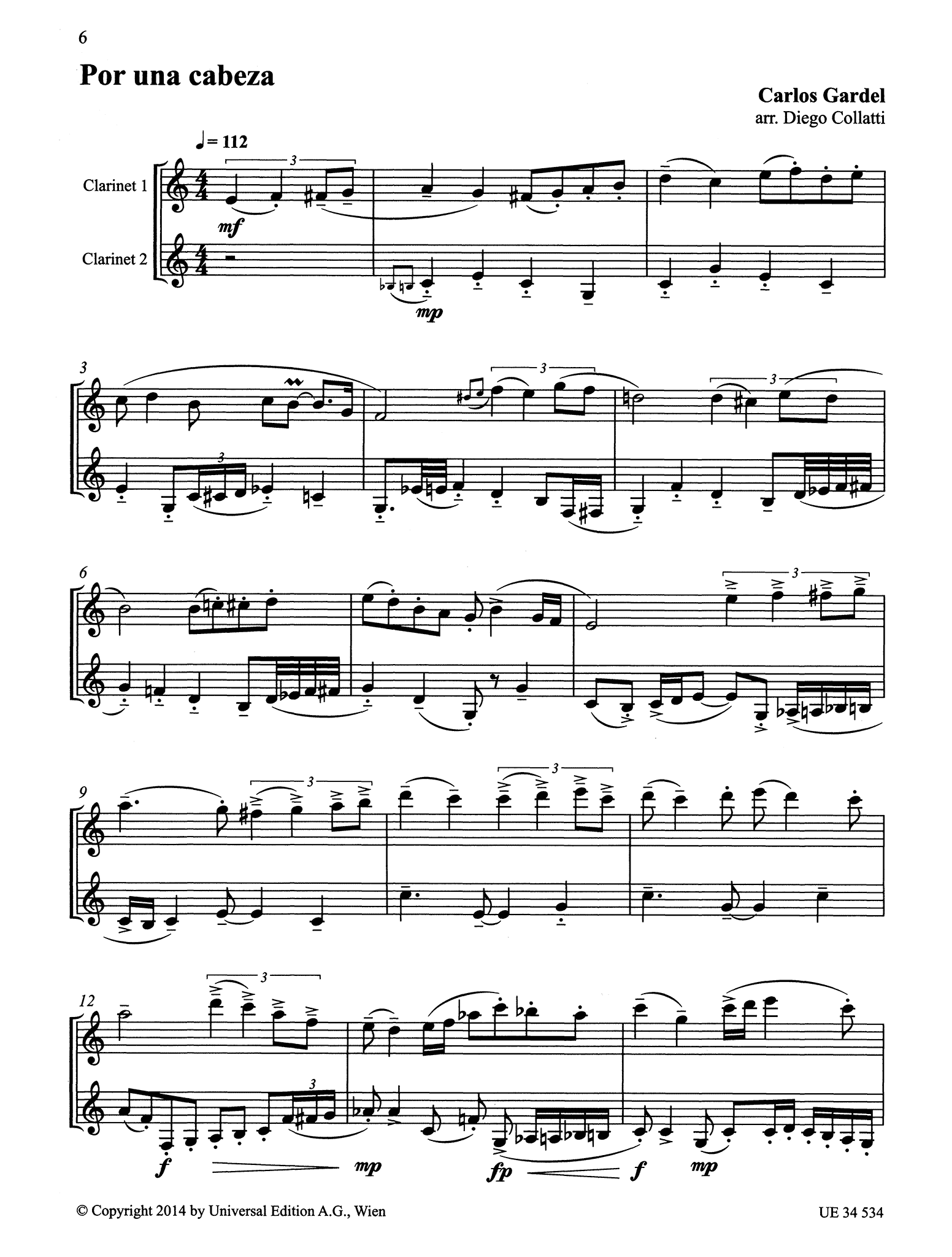 Gardel Tango Clarinet Duets Page 6