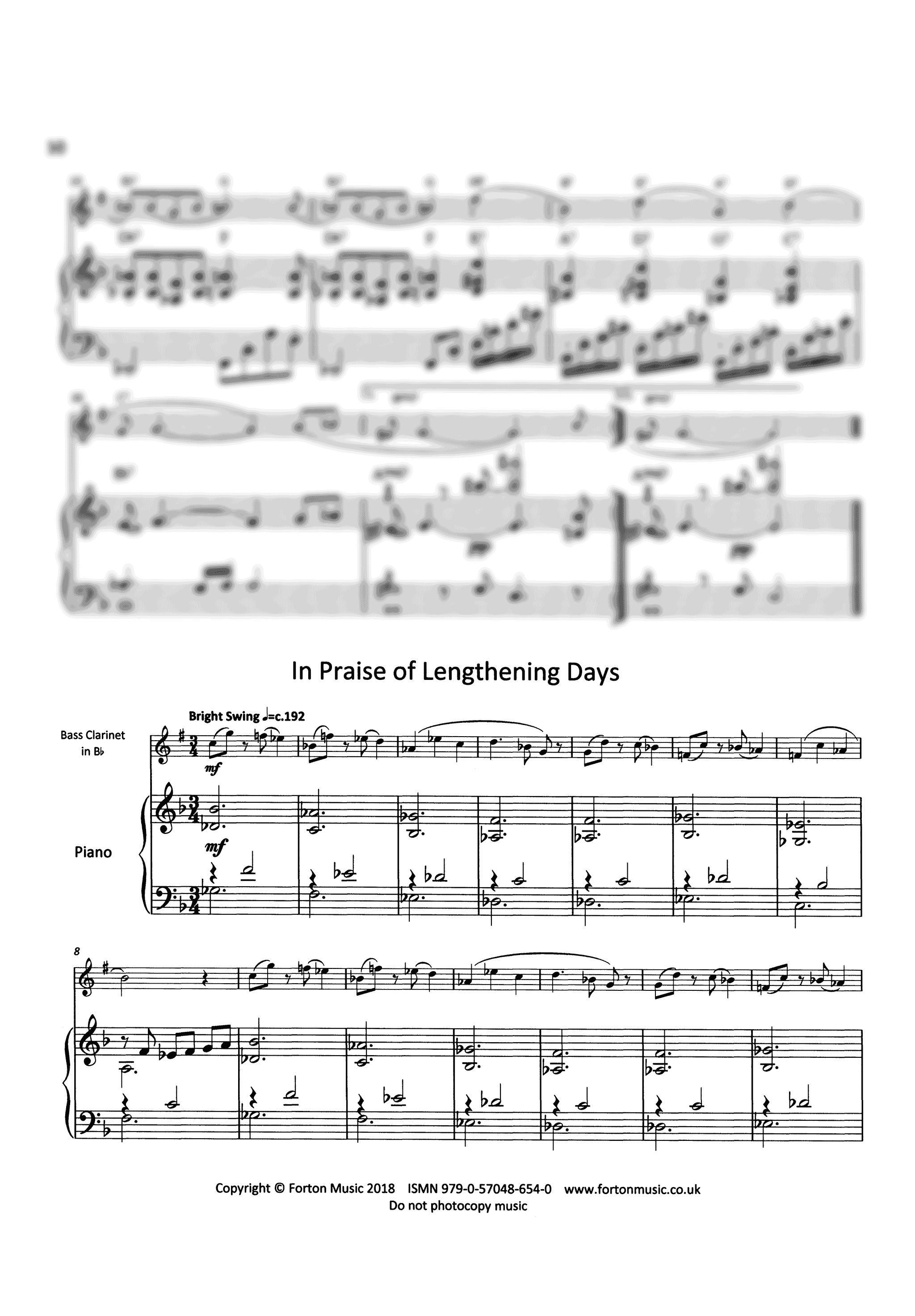 Boardman Anecdotes for Bass Clarinet and Piano, Volume 1 In Praise of Lengthening Days